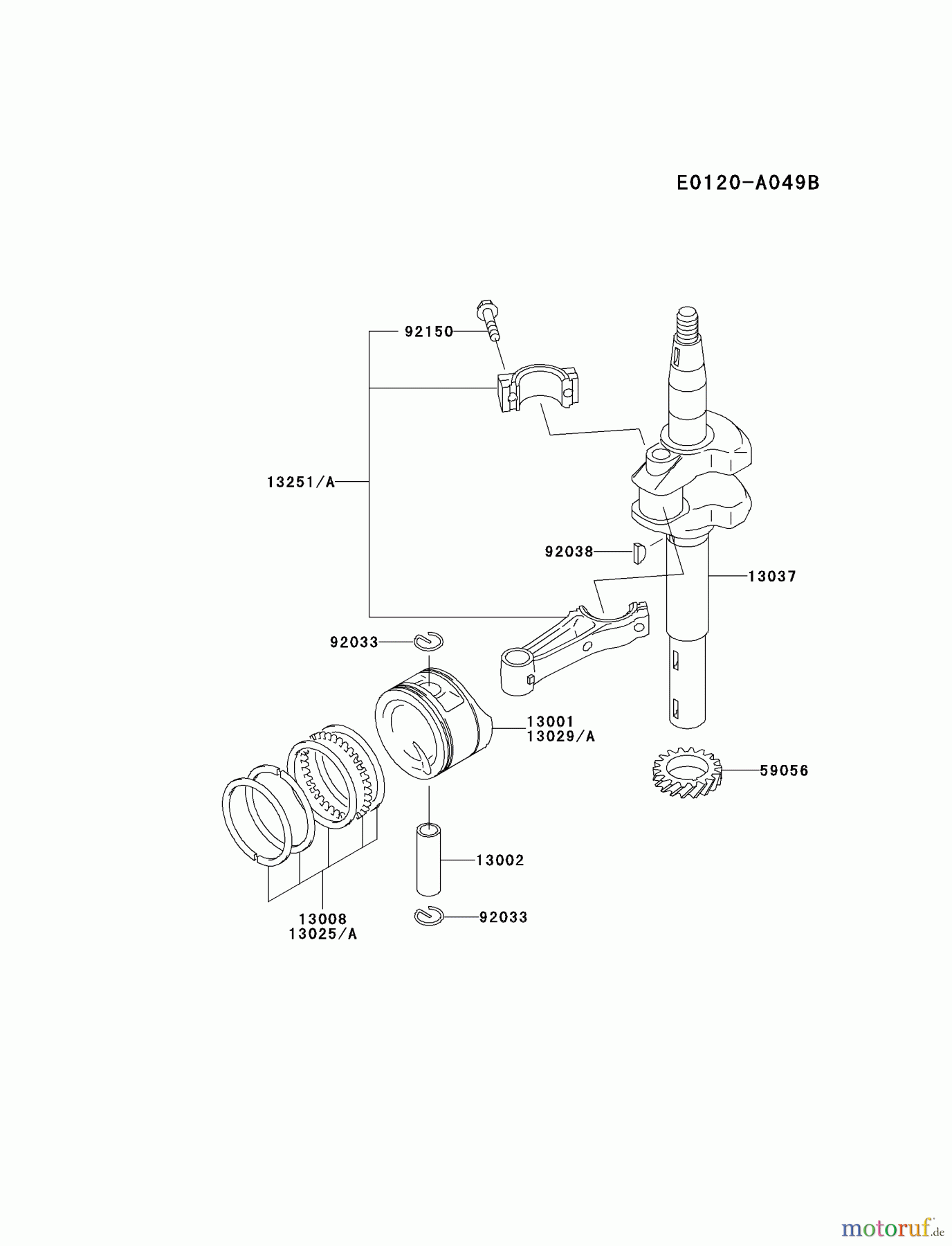  Kawasaki Motoren Motoren Vertikal FA210V - AS02 bis FH641V - DS24 FC150V-ES18 - Kawasaki FC150V 4-Stroke Engine PISTON/CRANKSHAFT