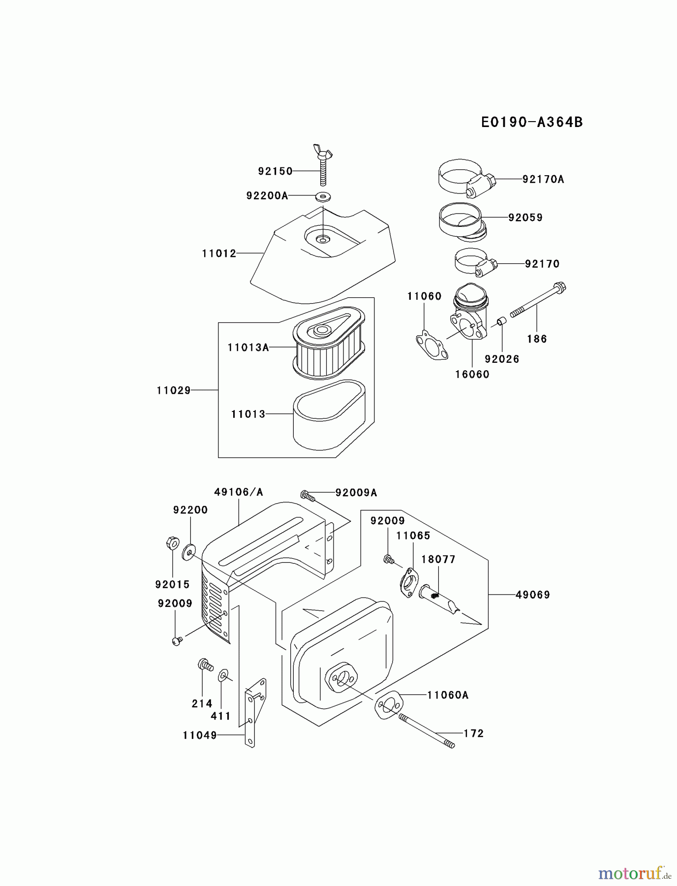  Kawasaki Motoren Motoren Vertikal FA210V - AS02 bis FH641V - DS24 FC150V-FS31 - Kawasaki FC150V 4-Stroke Engine AIR-FILTER/MUFFLER