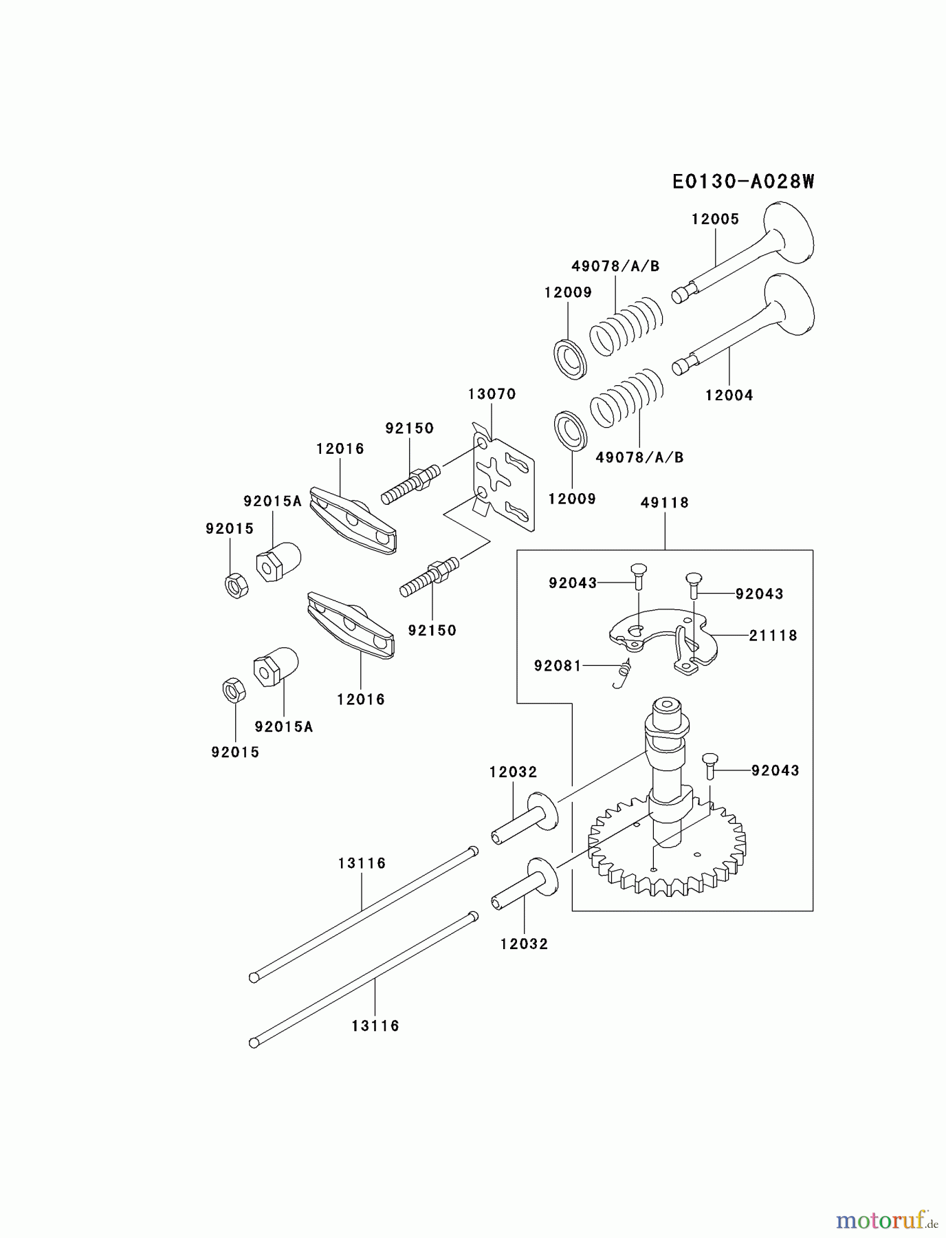  Kawasaki Motoren Motoren Vertikal FA210V - AS02 bis FH641V - DS24 FC150V-FS30 - Kawasaki FC150V 4-Stroke Engine VALVE/CAMSHAFT