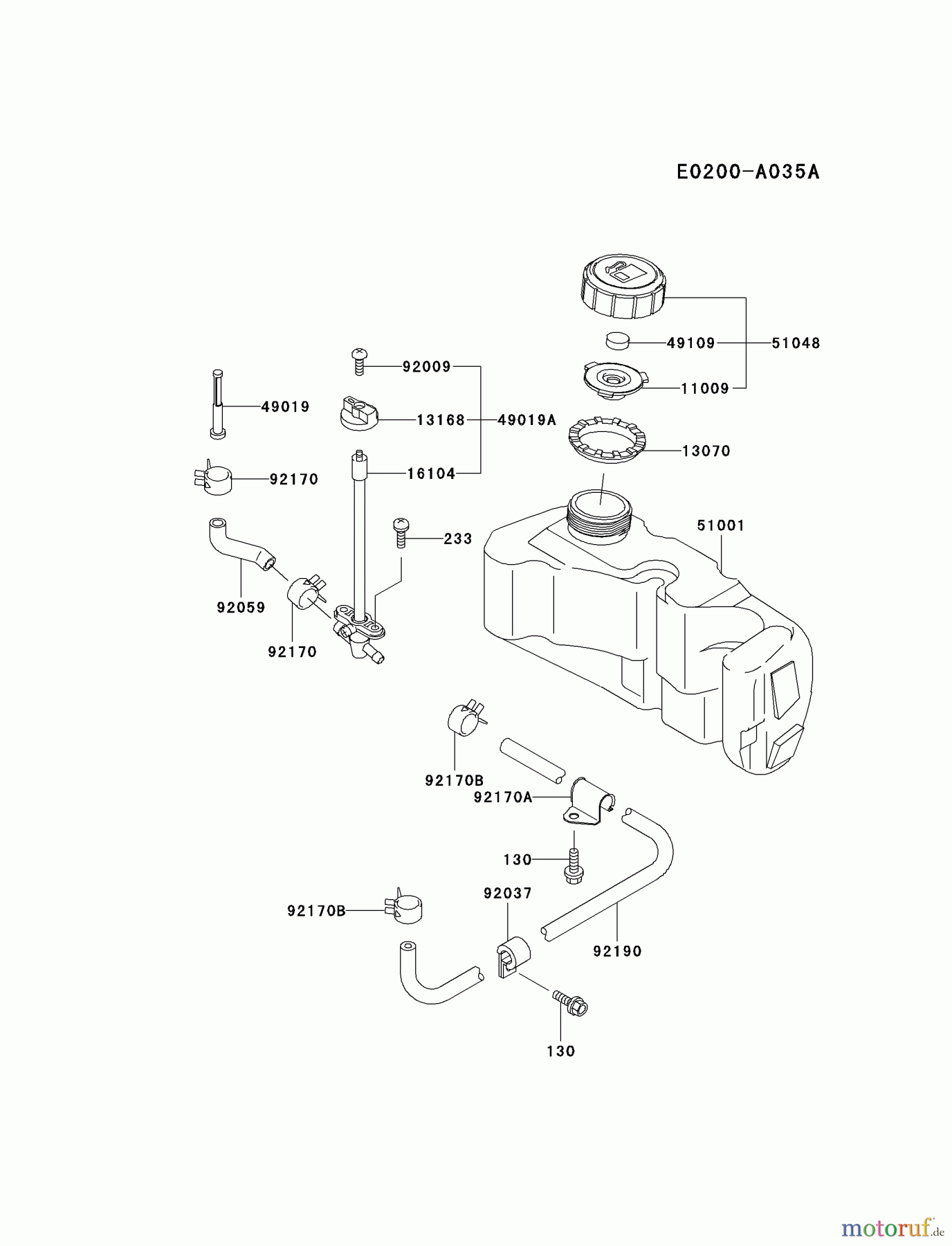  Kawasaki Motoren Motoren Vertikal FA210V - AS02 bis FH641V - DS24 FC150V-ES32 - Kawasaki FC150V 4-Stroke Engine FUEL-TANK/FUEL-VALVE