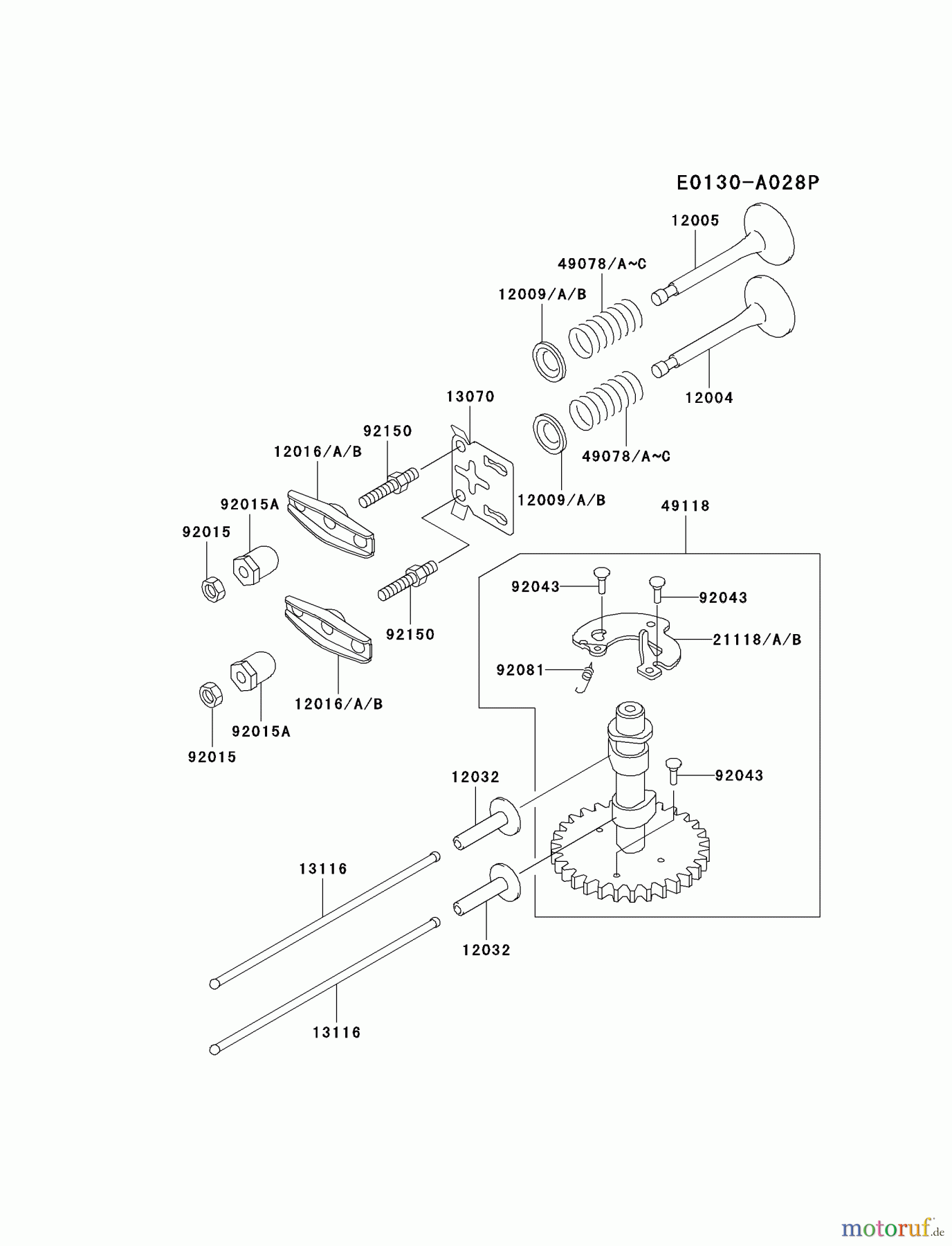  Kawasaki Motoren Motoren Vertikal FA210V - AS02 bis FH641V - DS24 FC150V-FS11 - Kawasaki FC150V 4-Stroke Engine VALVE/CAMSHAFT