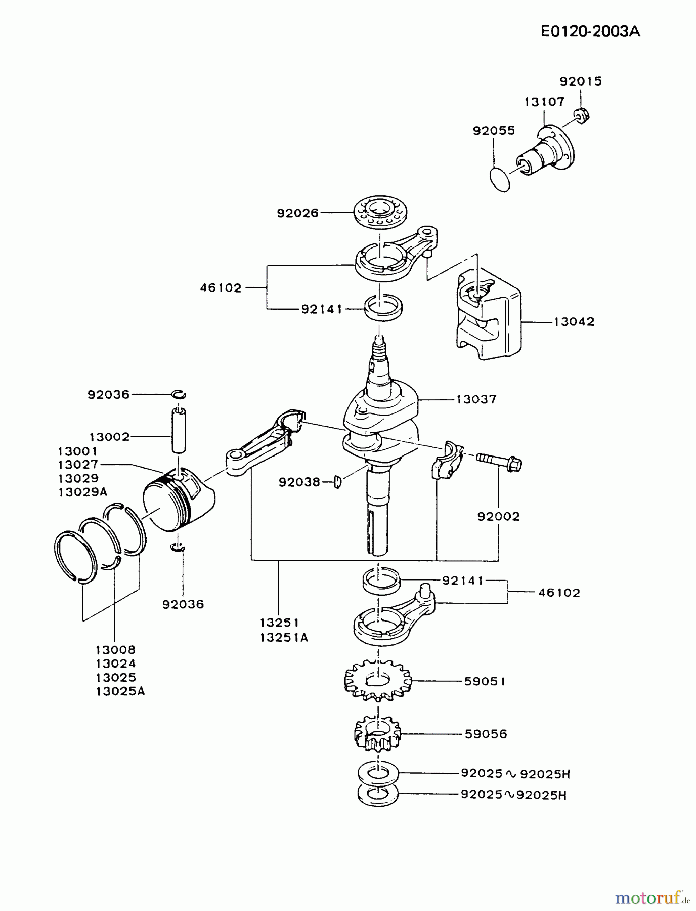  Kawasaki Motoren Motoren Vertikal FA210V - AS02 bis FH641V - DS24 FC290V-AS11 - Kawasaki FC290V 4-Stroke Engine PISTON/CRANKSHAFT