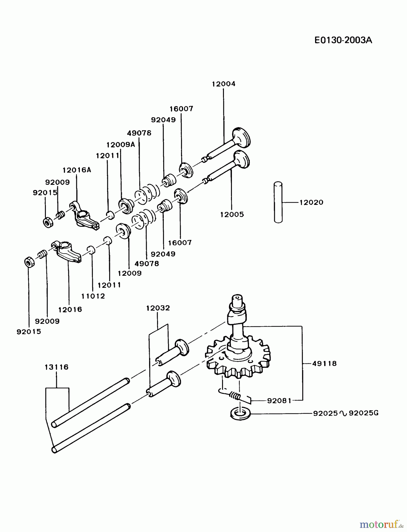  Kawasaki Motoren Motoren Vertikal FA210V - AS02 bis FH641V - DS24 FC290V-AS11 - Kawasaki FC290V 4-Stroke Engine VALVE/CAMSHAFT