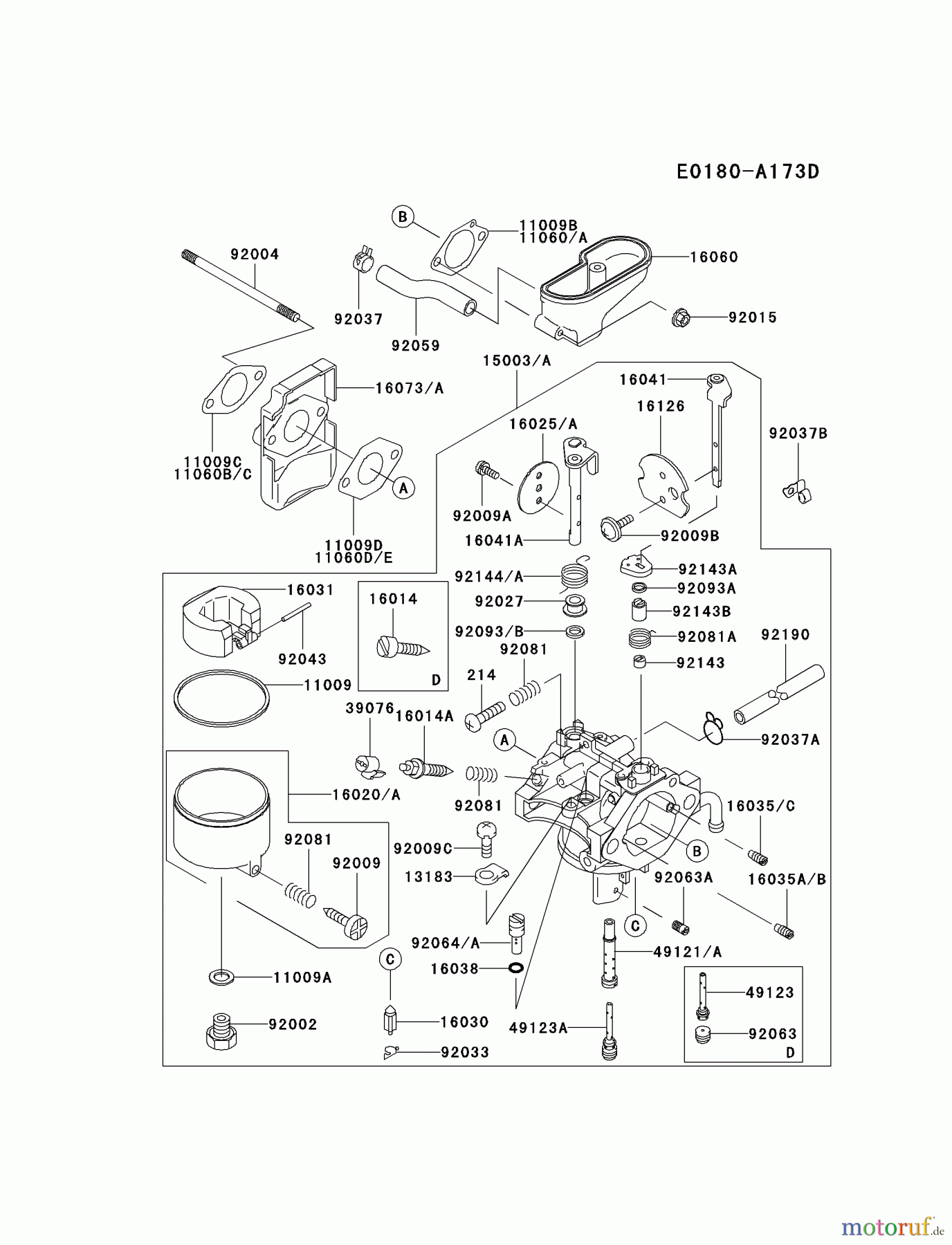  Kawasaki Motoren Motoren Vertikal FA210V - AS02 bis FH641V - DS24 FC290V-DS13 - Kawasaki FC290V 4-Stroke Engine CARBURETOR #2