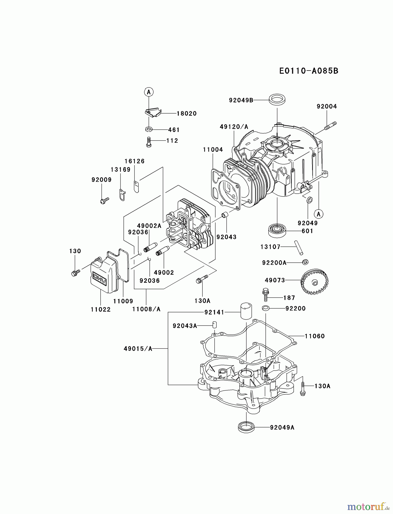  Kawasaki Motoren Motoren Vertikal FA210V - AS02 bis FH641V - DS24 FC290V-DS15 - Kawasaki FC290V 4-Stroke Engine CYLINDER/CRANKCASE