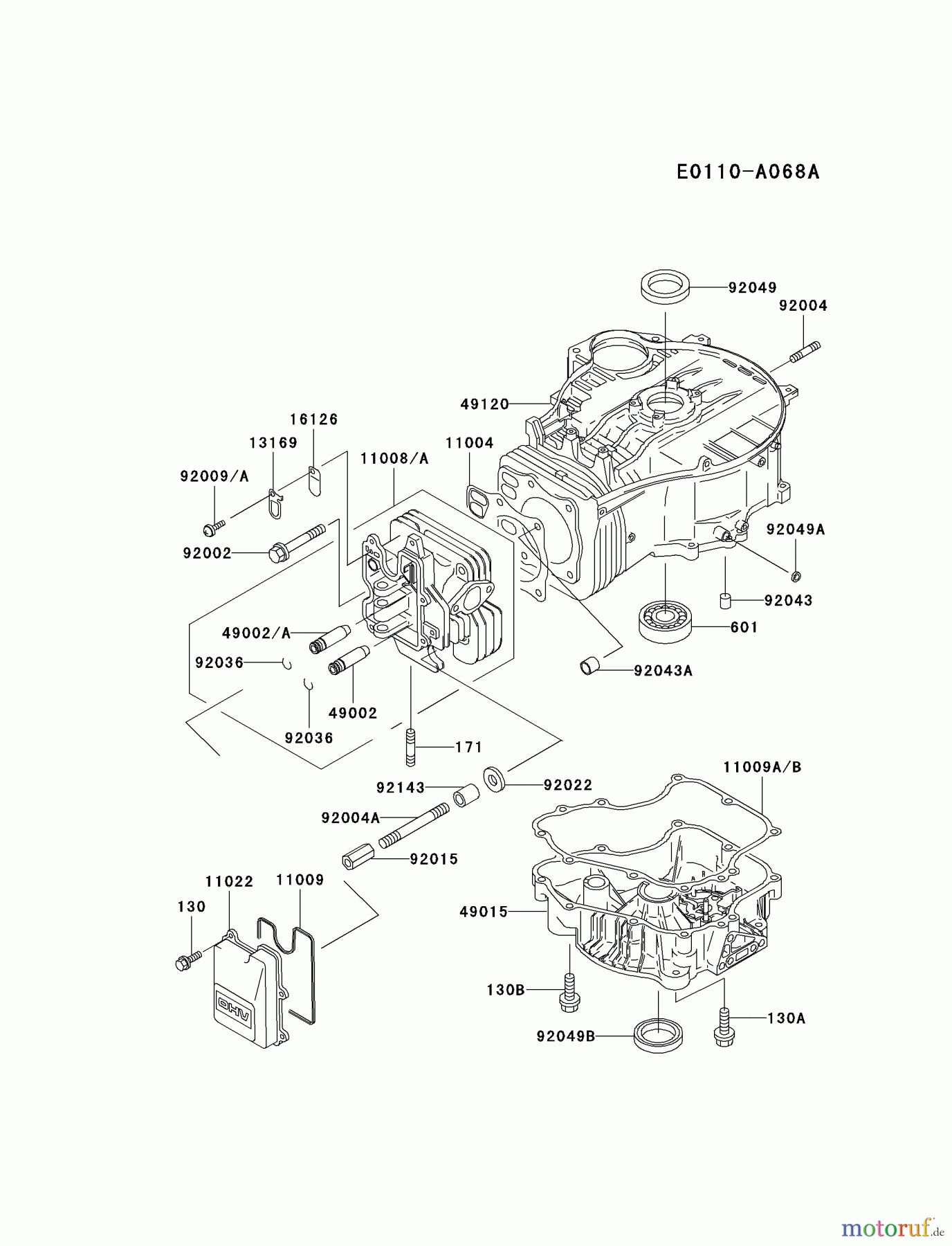  Kawasaki Motoren Motoren Vertikal FA210V - AS02 bis FH641V - DS24 FC400V-AS00 - Kawasaki FC400V 4-Stroke Engine CYLINDER/CRANKCASE