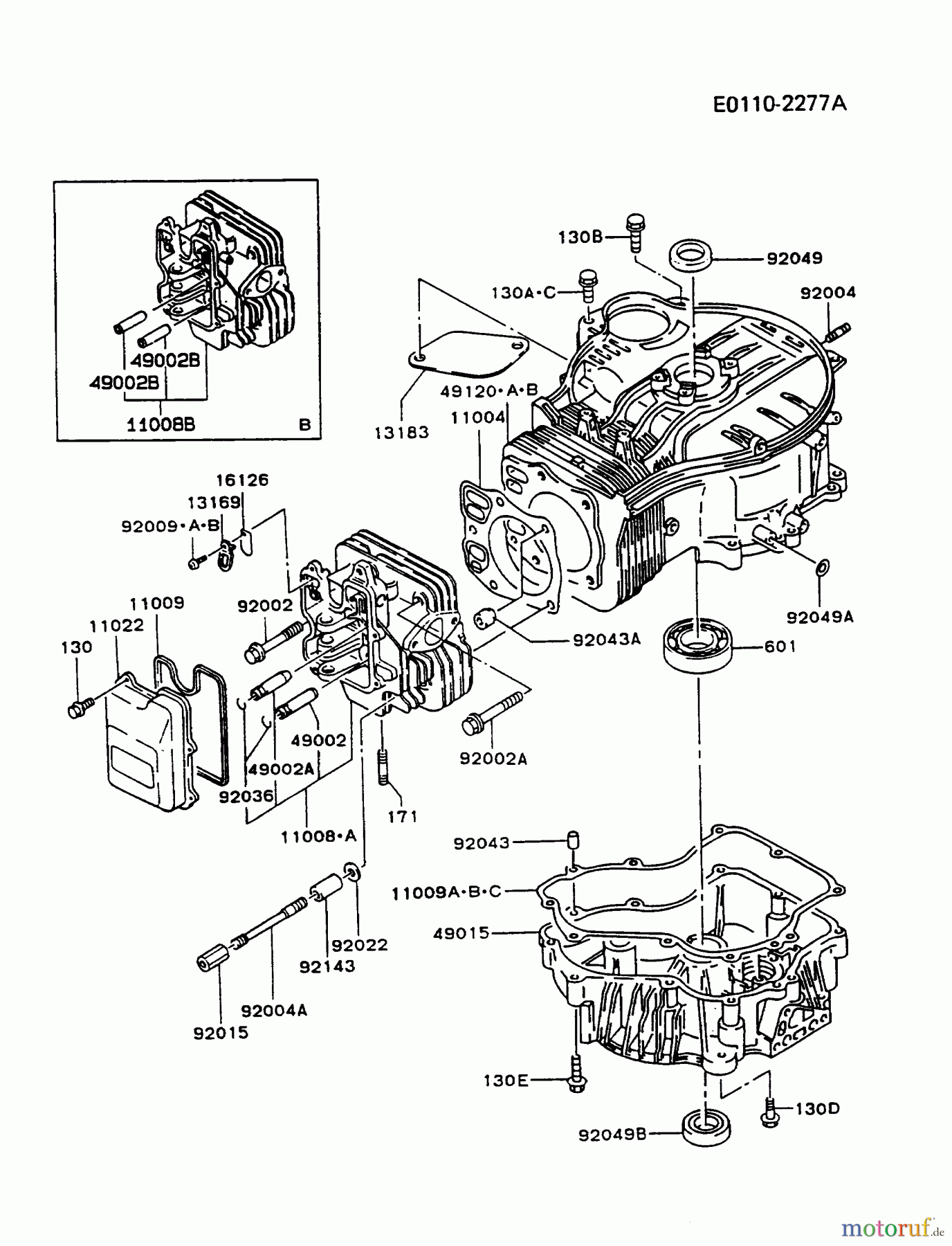  Kawasaki Motoren Motoren Vertikal FA210V - AS02 bis FH641V - DS24 FC400V-AS01 - Kawasaki FC400V 4-Stroke Engine CYLINDER/CRANKCASE #2