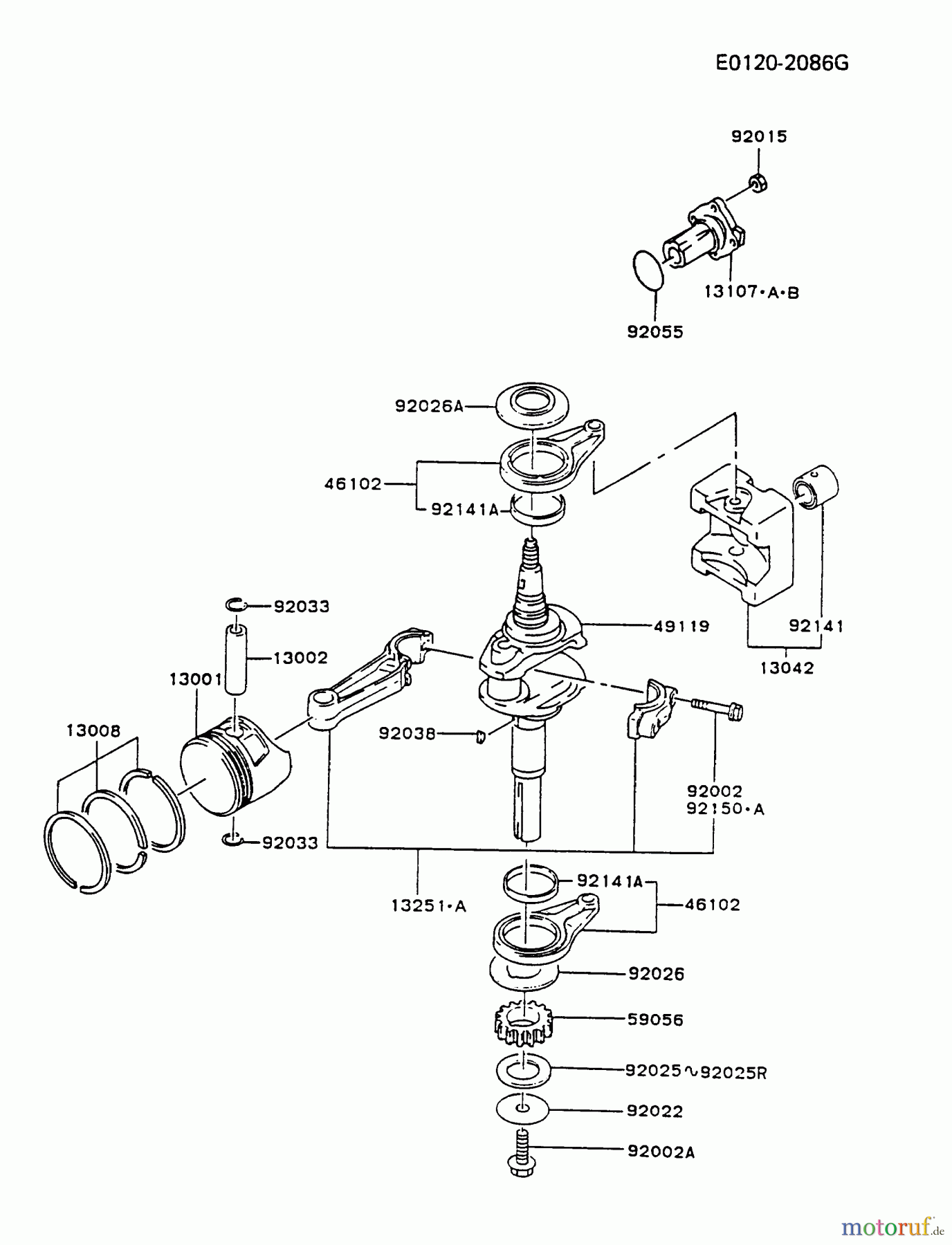  Kawasaki Motoren Motoren Vertikal FA210V - AS02 bis FH641V - DS24 FC400V-AS01 - Kawasaki FC400V 4-Stroke Engine PISTON/CRANKSHAFT #2