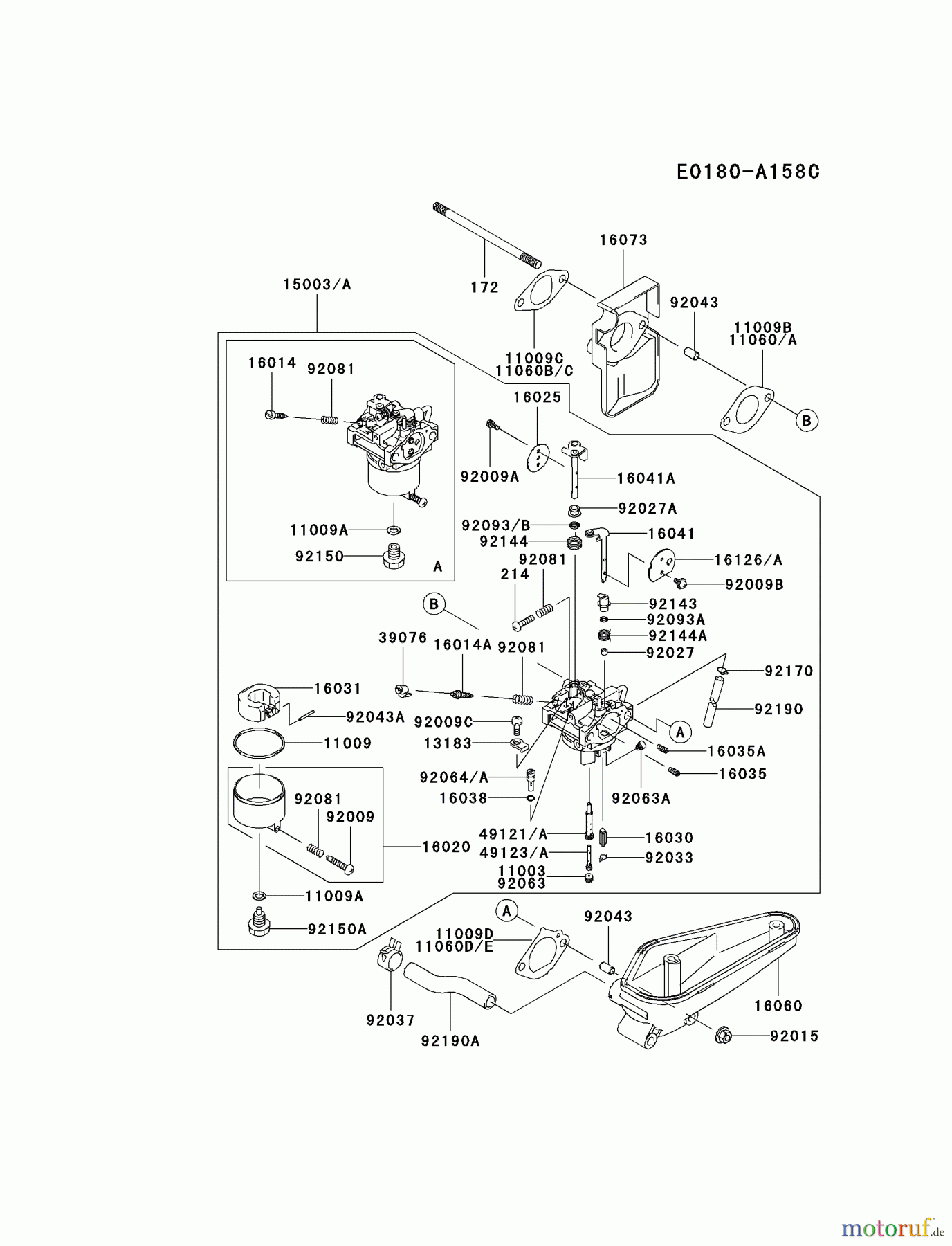  Kawasaki Motoren Motoren Vertikal FA210V - AS02 bis FH641V - DS24 FC401V-BS01 - Kawasaki FC401V 4-Stroke Engine CARBURETOR #2