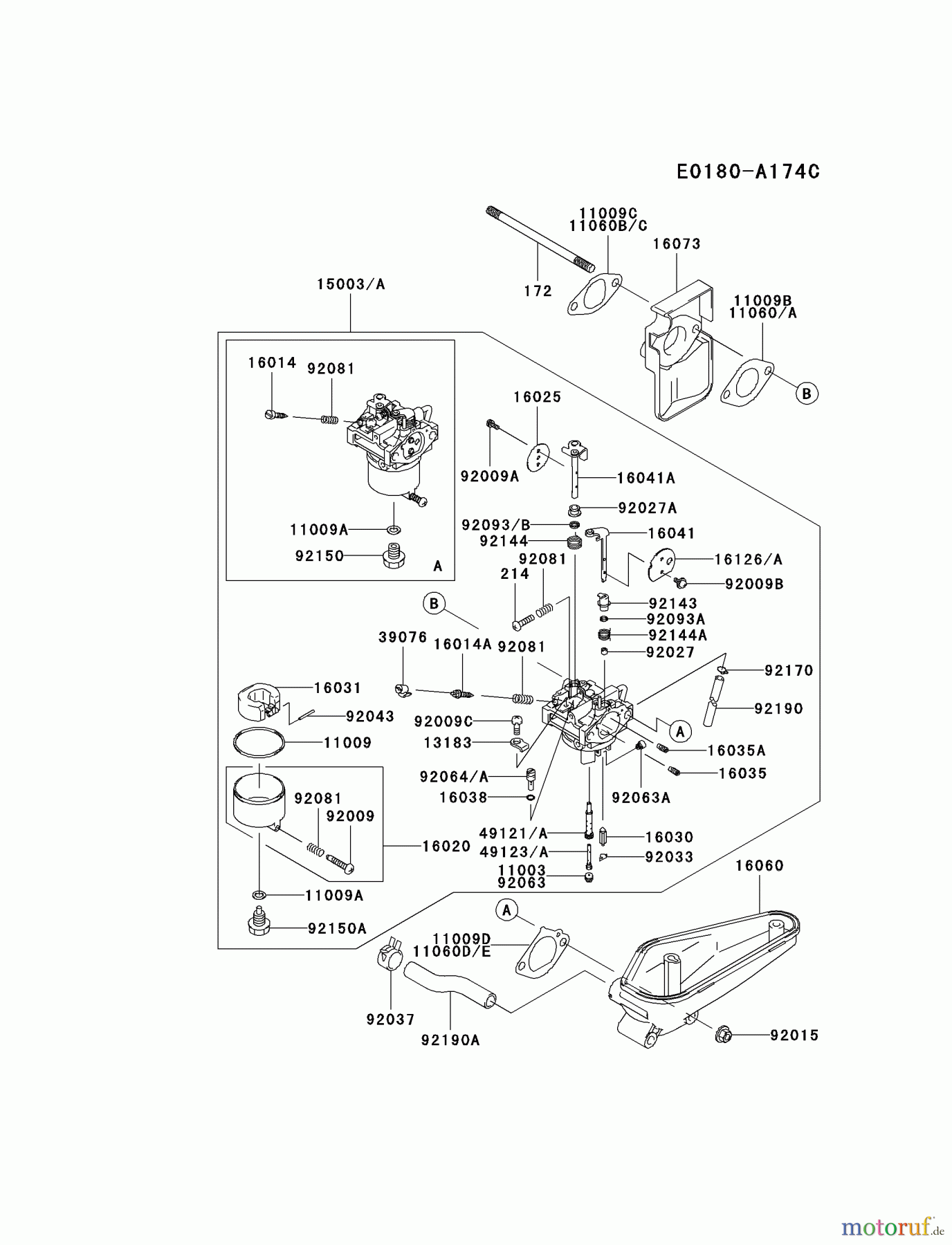  Kawasaki Motoren Motoren Vertikal FA210V - AS02 bis FH641V - DS24 FC401V-CS03 - Kawasaki FC401V 4-Stroke Engine CARBURETOR #1