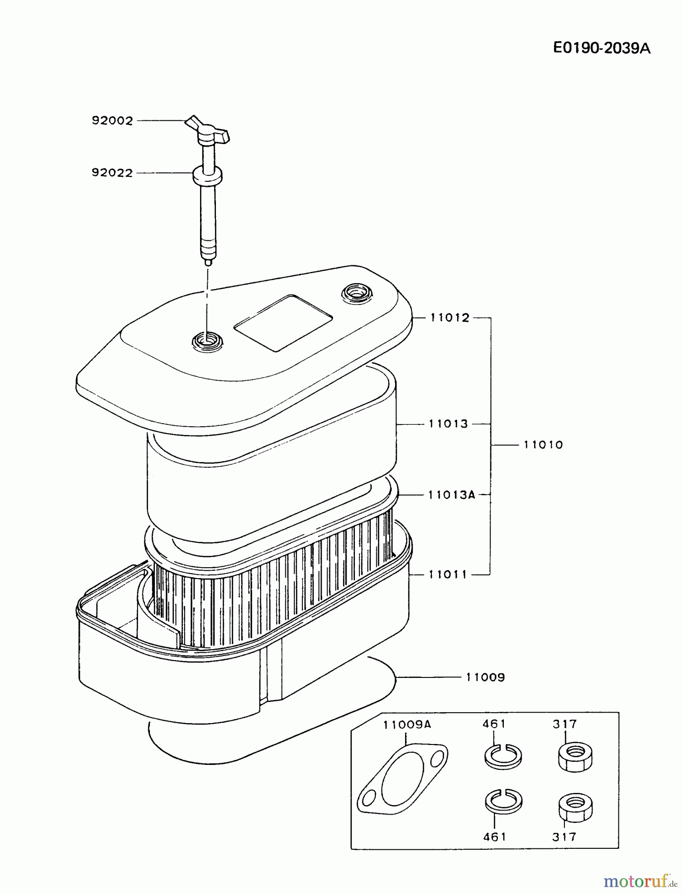  Kawasaki Motoren Motoren Vertikal FA210V - AS02 bis FH641V - DS24 FC420V-AS04 - Kawasaki FC420V 4-Stroke Engine AIR-FILTER/MUFFLER