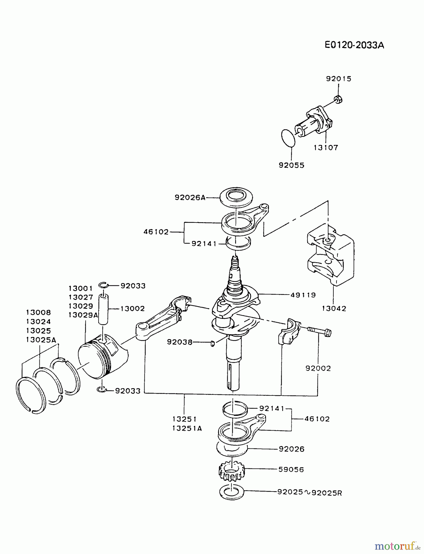  Kawasaki Motoren Motoren Vertikal FA210V - AS02 bis FH641V - DS24 FC420V-AS04 - Kawasaki FC420V 4-Stroke Engine PISTON/CRANKSHAFT