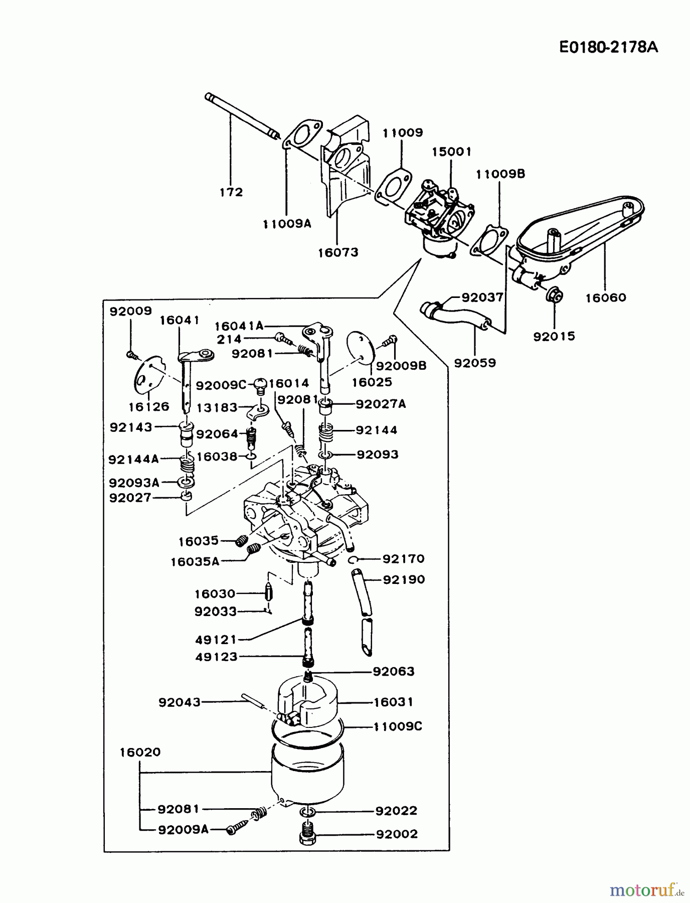  Kawasaki Motoren Motoren Vertikal FA210V - AS02 bis FH641V - DS24 FC420V-BS02 - Kawasaki FC420V 4-Stroke Engine CARBURETOR #1