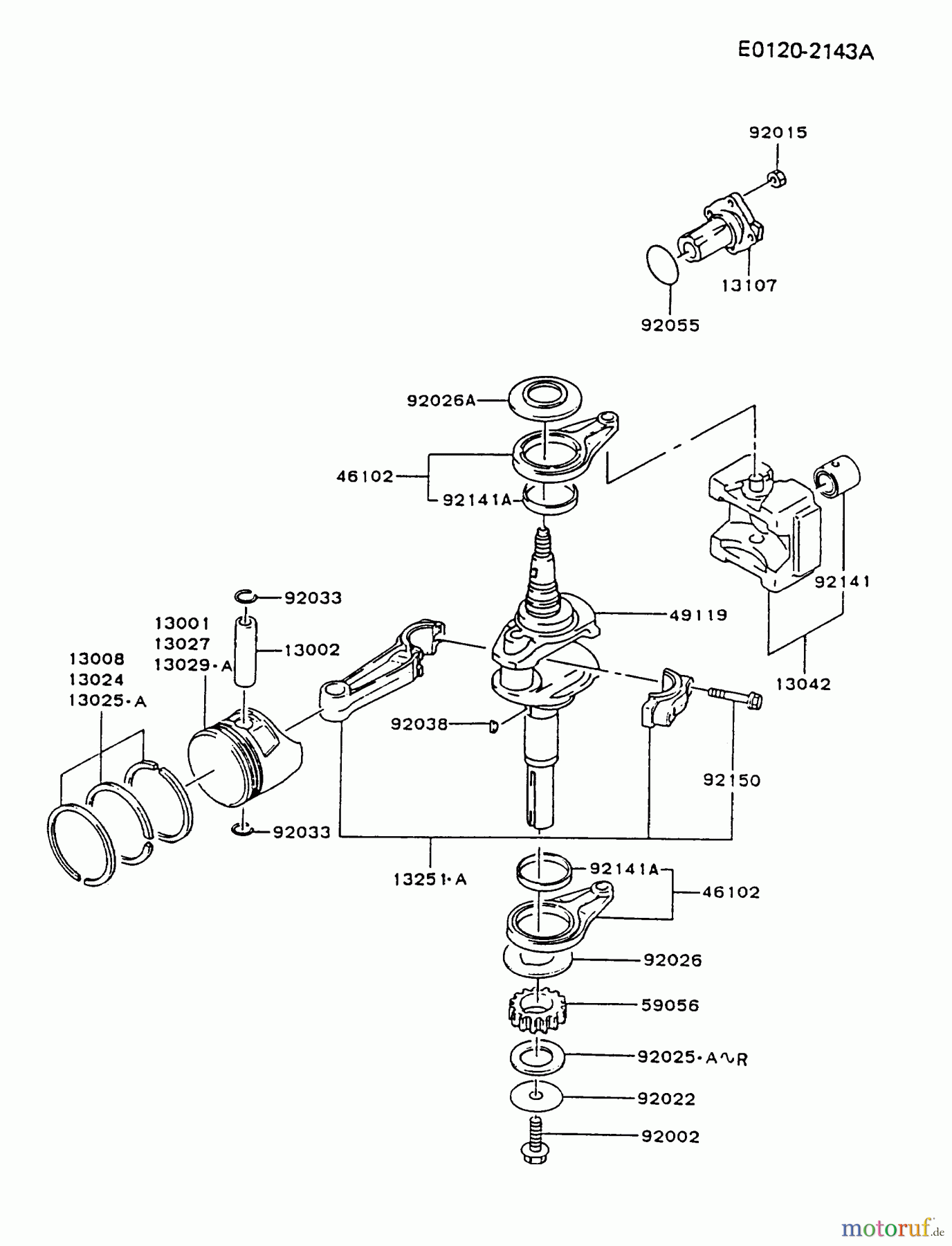  Kawasaki Motoren Motoren Vertikal FA210V - AS02 bis FH641V - DS24 FC420V-BS02 - Kawasaki FC420V 4-Stroke Engine PISTON/CRANKCASE