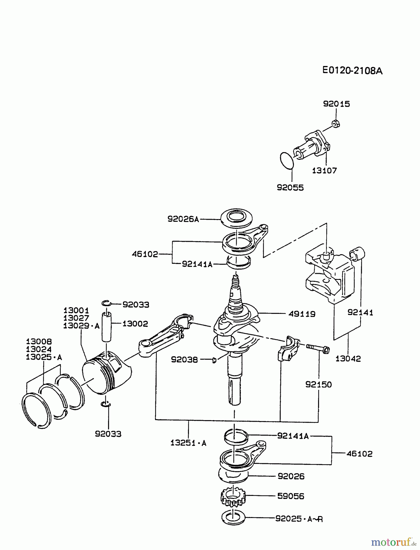  Kawasaki Motoren Motoren Vertikal FA210V - AS02 bis FH641V - DS24 FC420V-AS08 - Kawasaki FC420V 4-Stroke Engine PISTON/CRANKSHAFT