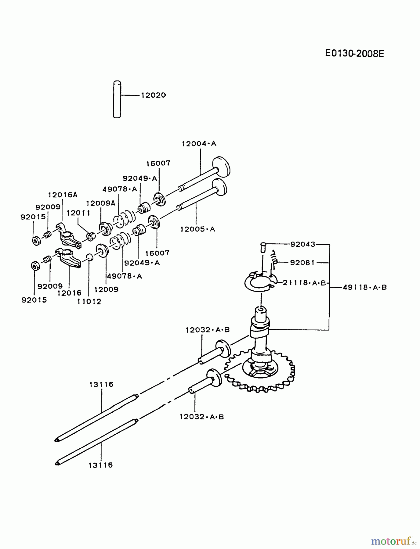  Kawasaki Motoren Motoren Vertikal FA210V - AS02 bis FH641V - DS24 FC420V-BS08 - Kawasaki FC420V 4-Stroke Engine VALVE/CAMSHAFT