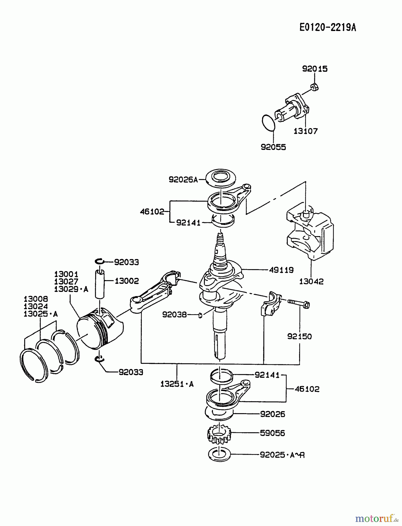  Kawasaki Motoren Motoren Vertikal FA210V - AS02 bis FH641V - DS24 FC420V-BS13 - Kawasaki FC420V 4-Stroke Engine PISTON/CRANKSHAFT