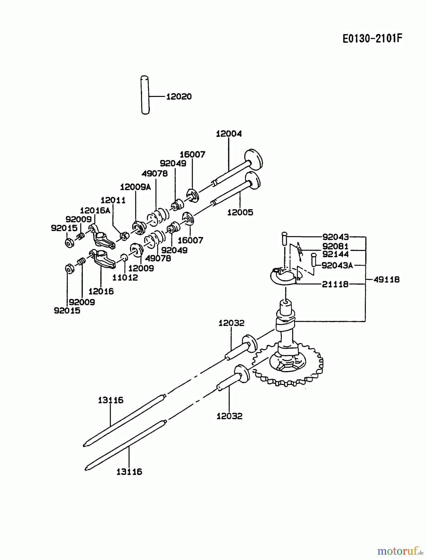  Kawasaki Motoren Motoren Vertikal FA210V - AS02 bis FH641V - DS24 FC420V-BS13 - Kawasaki FC420V 4-Stroke Engine VALVE/CAMSHAFT