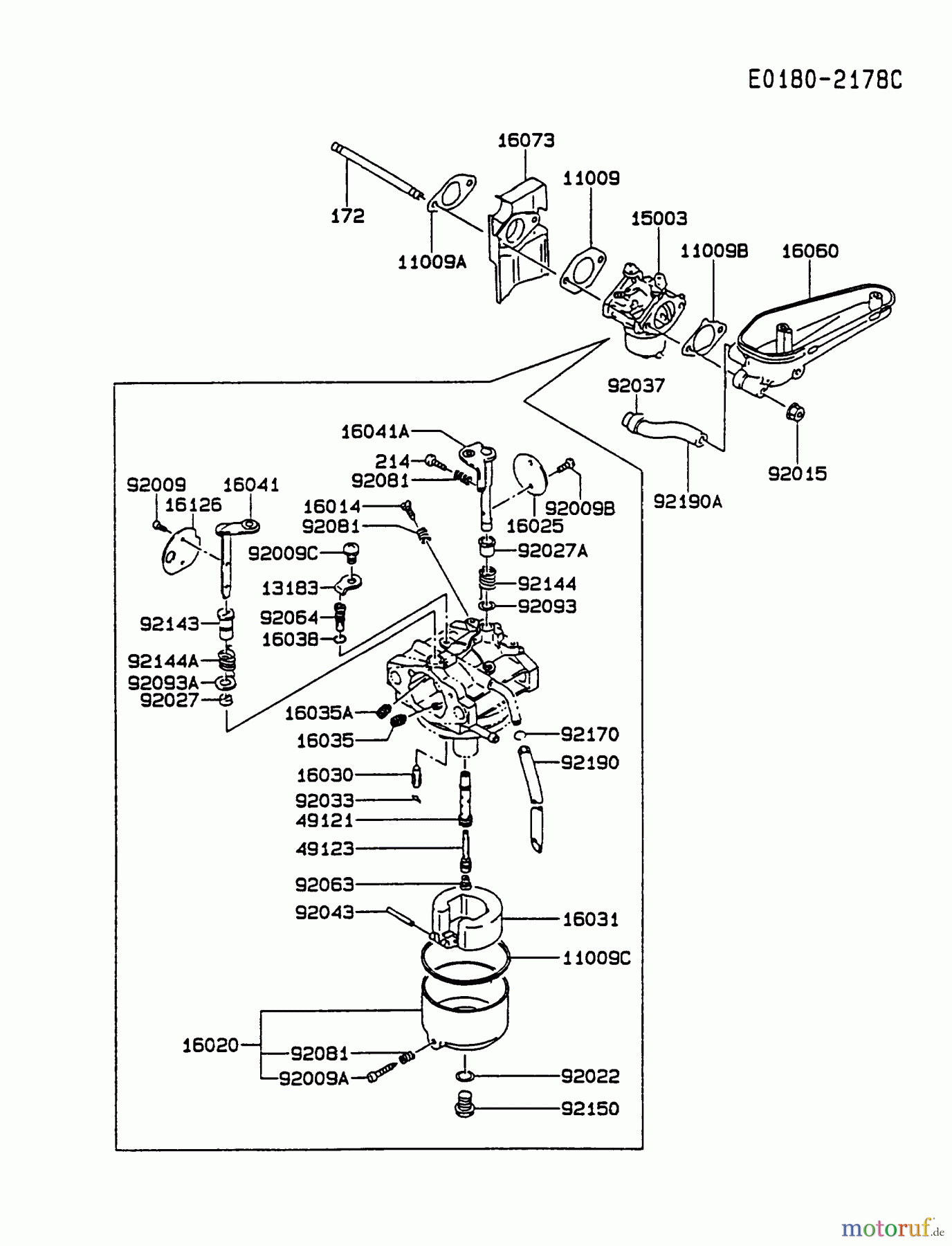  Kawasaki Motoren Motoren Vertikal FA210V - AS02 bis FH641V - DS24 FC420V-AS15 - Kawasaki FC420V 4-Stroke Engine CARBURETOR #2