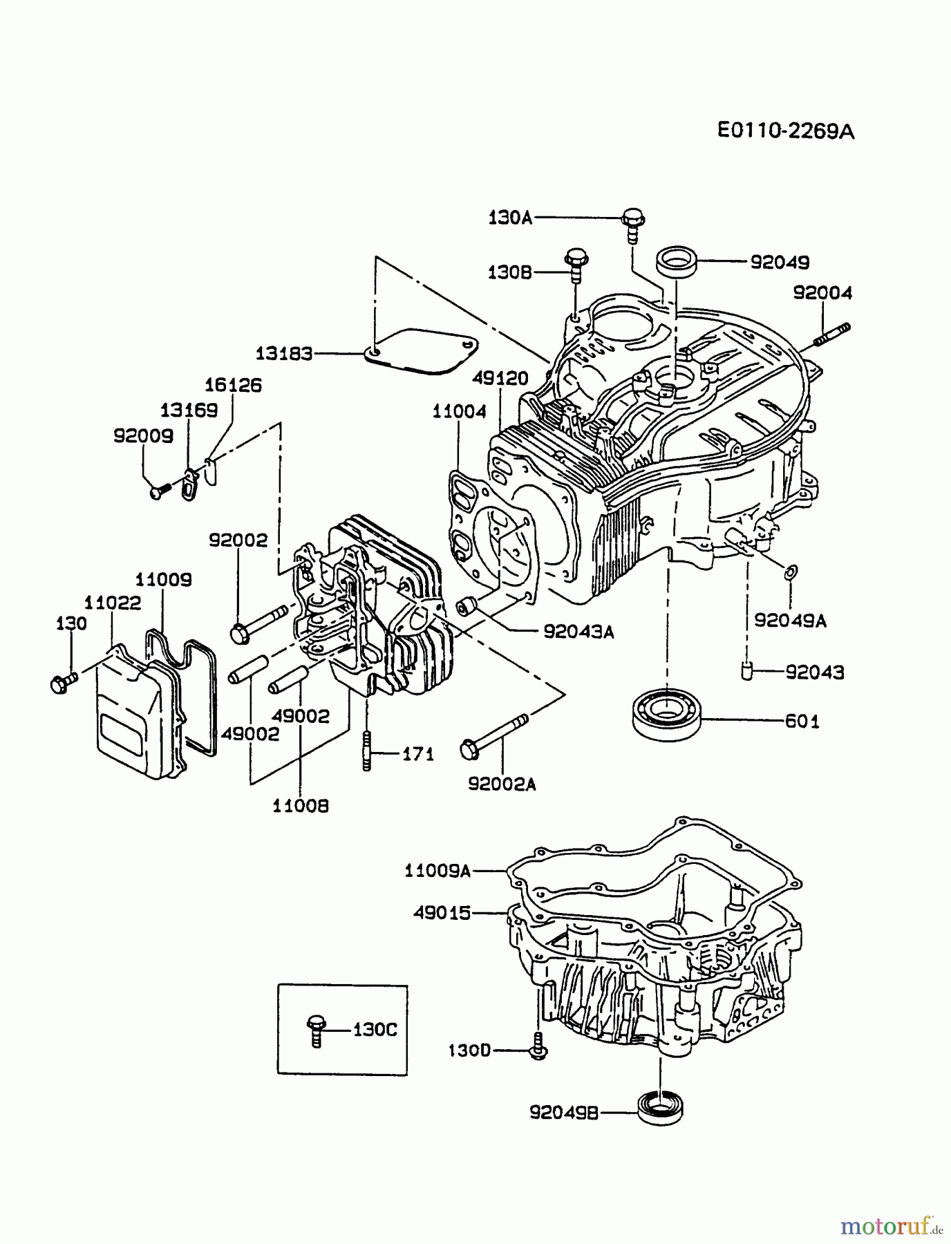  Kawasaki Motoren Motoren Vertikal FA210V - AS02 bis FH641V - DS24 FC420V-AS14 - Kawasaki FC420V 4-Stroke Engine CYLINDER/CRANKCASE