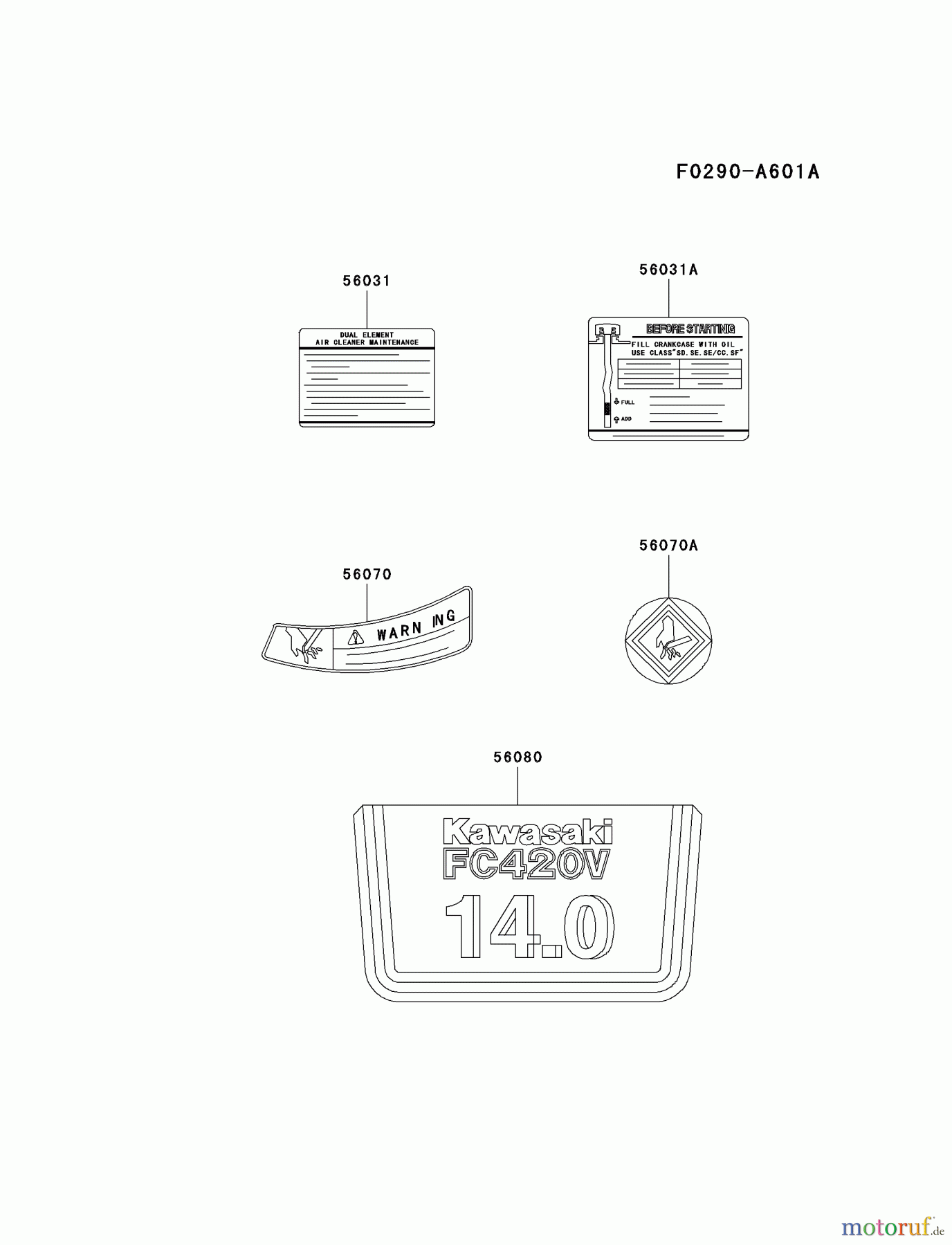  Kawasaki Motoren Motoren Vertikal FA210V - AS02 bis FH641V - DS24 FC420V-BS23 - Kawasaki FC420V 4-Stroke Engine LABEL