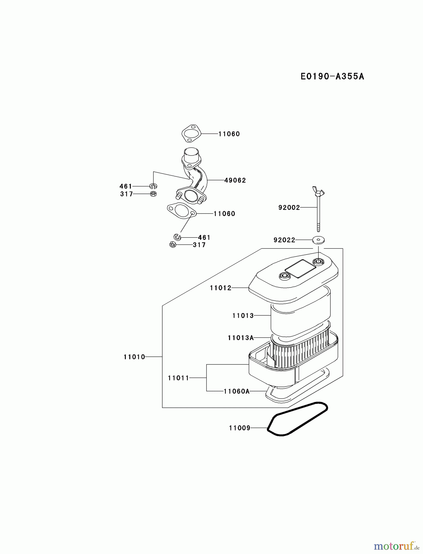  Kawasaki Motoren Motoren Vertikal FA210V - AS02 bis FH641V - DS24 FC420V-BS26 - Kawasaki FC420V 4-Stroke Engine AIR-FILTER/MUFFLER