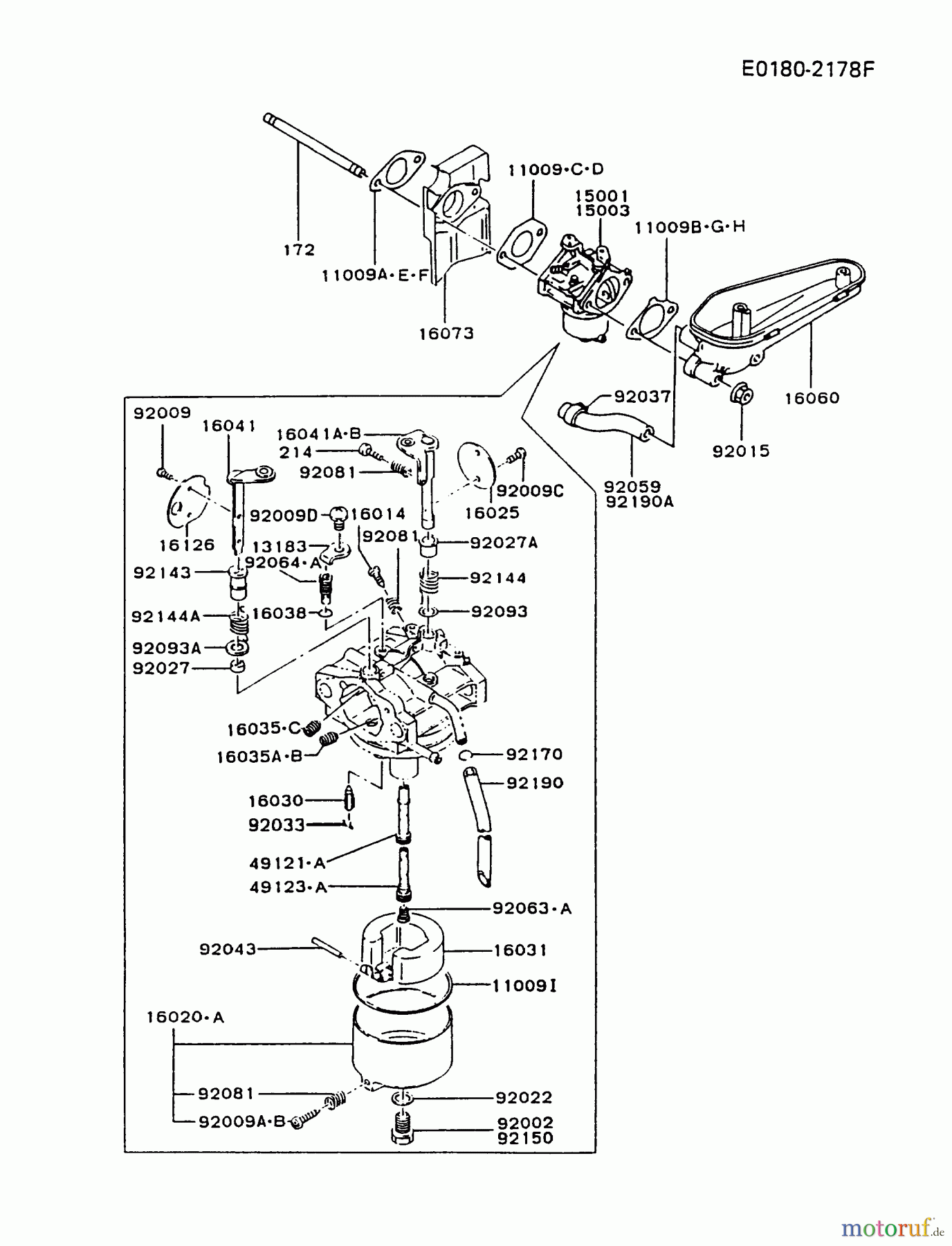  Kawasaki Motoren Motoren Vertikal FA210V - AS02 bis FH641V - DS24 FC420V-BS05 - Kawasaki FC420V 4-Stroke Engine CARBURETOR #2