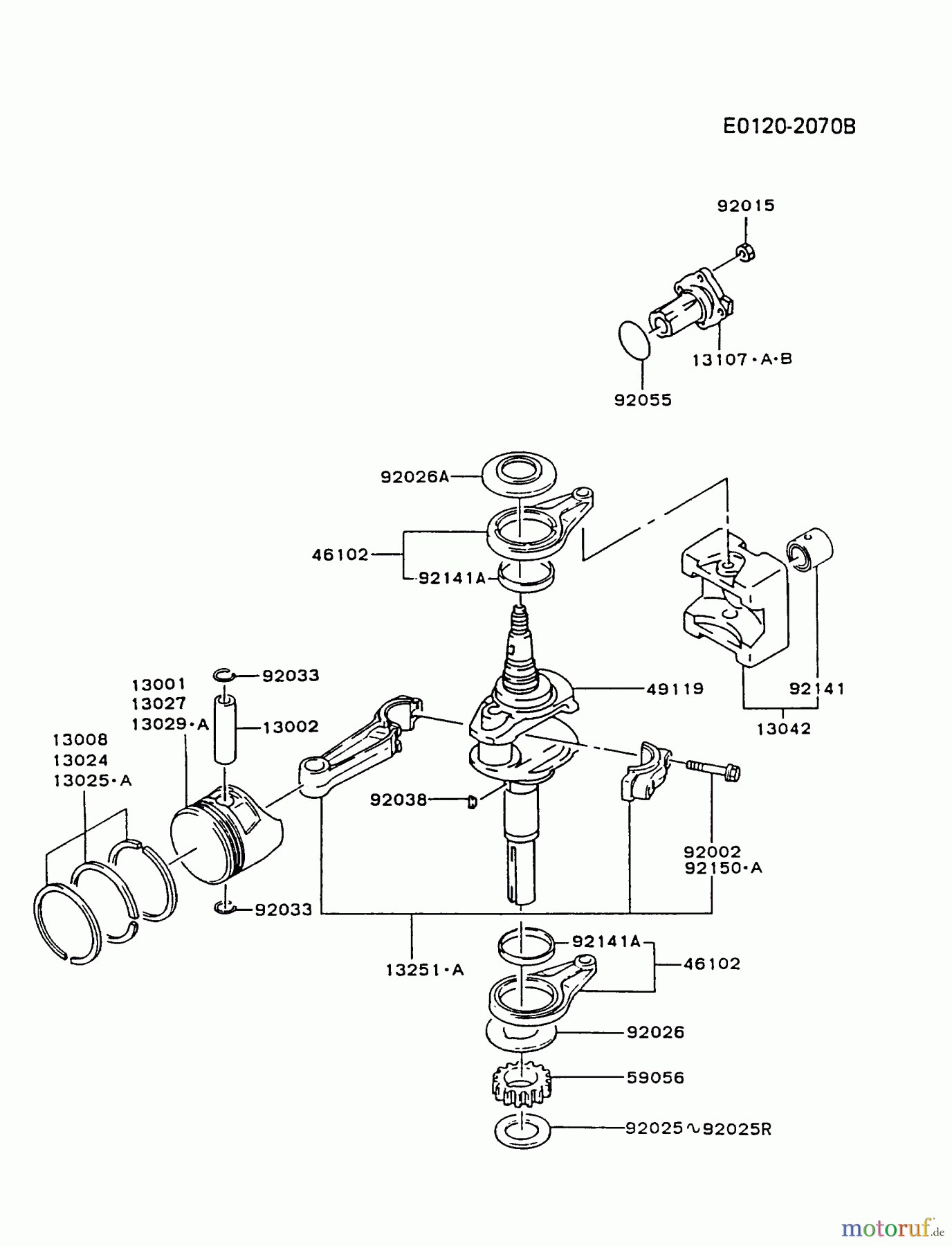  Kawasaki Motoren Motoren Vertikal FA210V - AS02 bis FH641V - DS24 FC420V-BS05 - Kawasaki FC420V 4-Stroke Engine PISTON/CRANKSHAFT #1