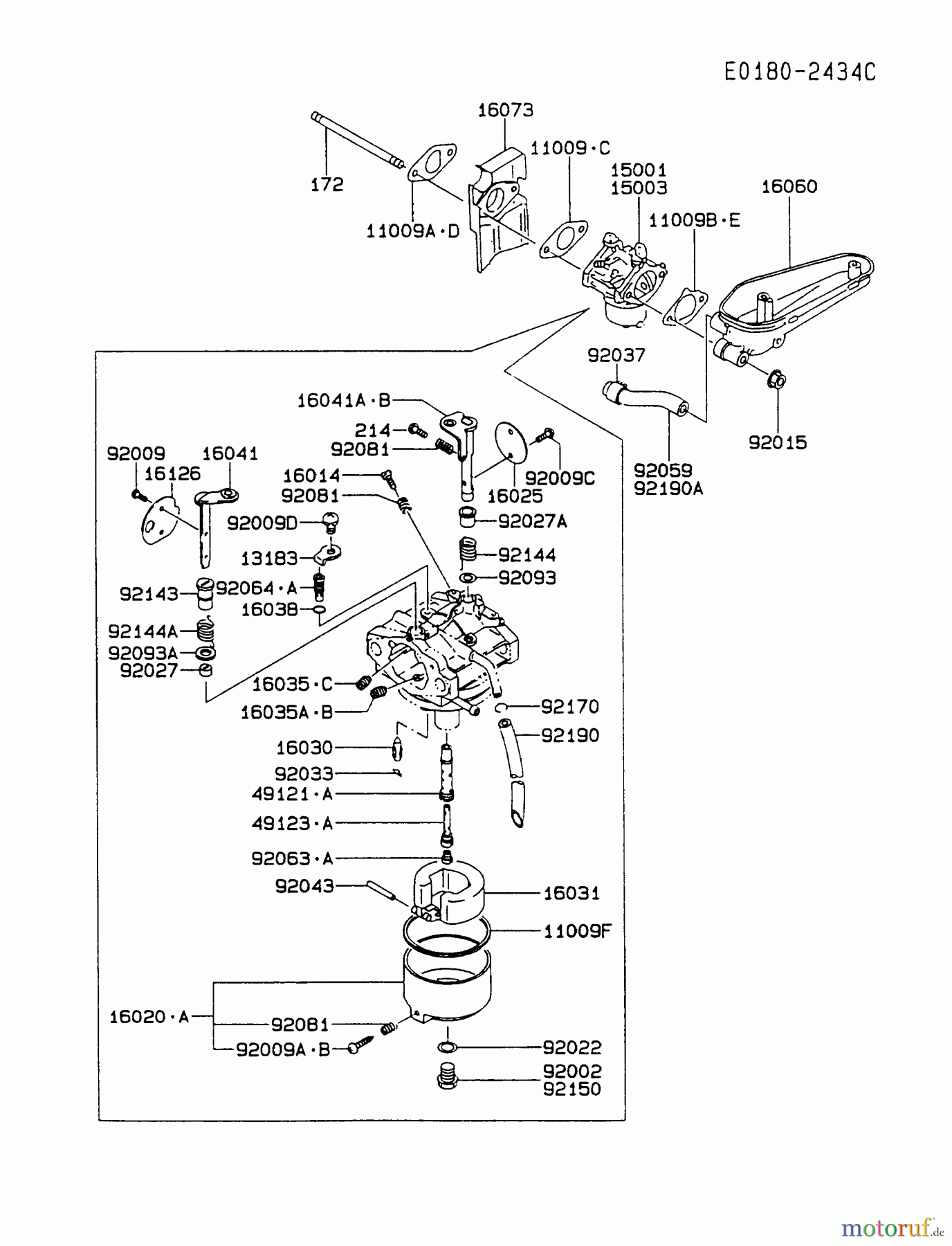  Kawasaki Motoren Motoren Vertikal FA210V - AS02 bis FH641V - DS24 FC420V-BS07 - Kawasaki FC420V 4-Stroke Engine CARBURETOR #2