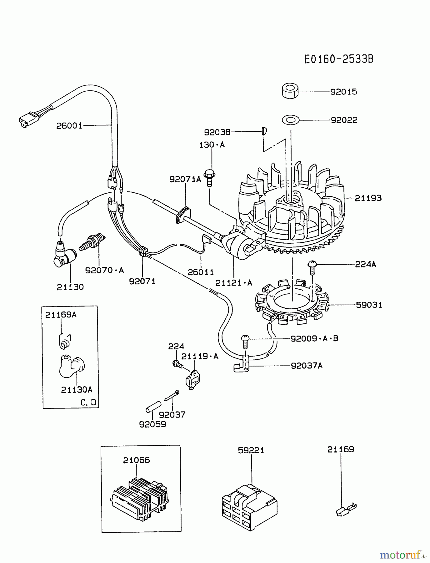 Kawasaki Motoren Fa210v As02 Bis Fh641v Ds24 Fc4v Ds01 Kawasaki Fc4v 4 Stroke Engine Electric Equipment Spareparts Ka Igniter