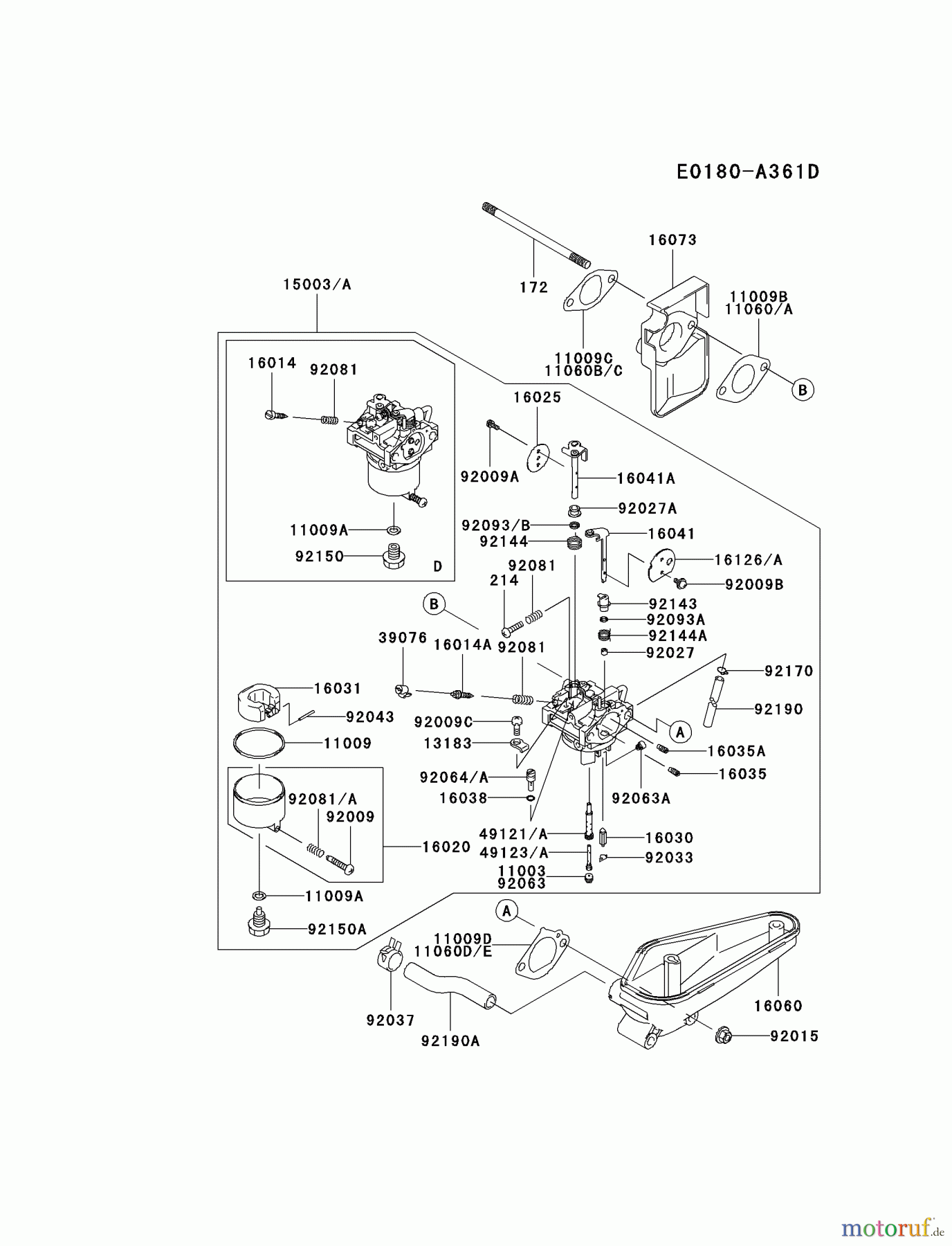  Kawasaki Motoren Motoren Vertikal FA210V - AS02 bis FH641V - DS24 FC420V-ES15 - Kawasaki FC420V 4-Stroke Engine CARBURETOR #2