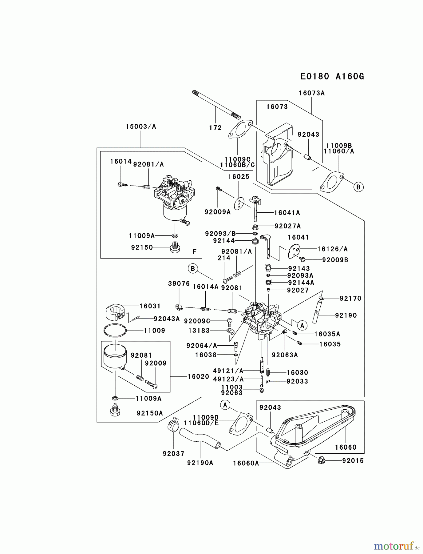  Kawasaki Motoren Motoren Vertikal FA210V - AS02 bis FH641V - DS24 FC420V-FS07 - Kawasaki FC420V 4-Stroke Engine CARBURETOR #2