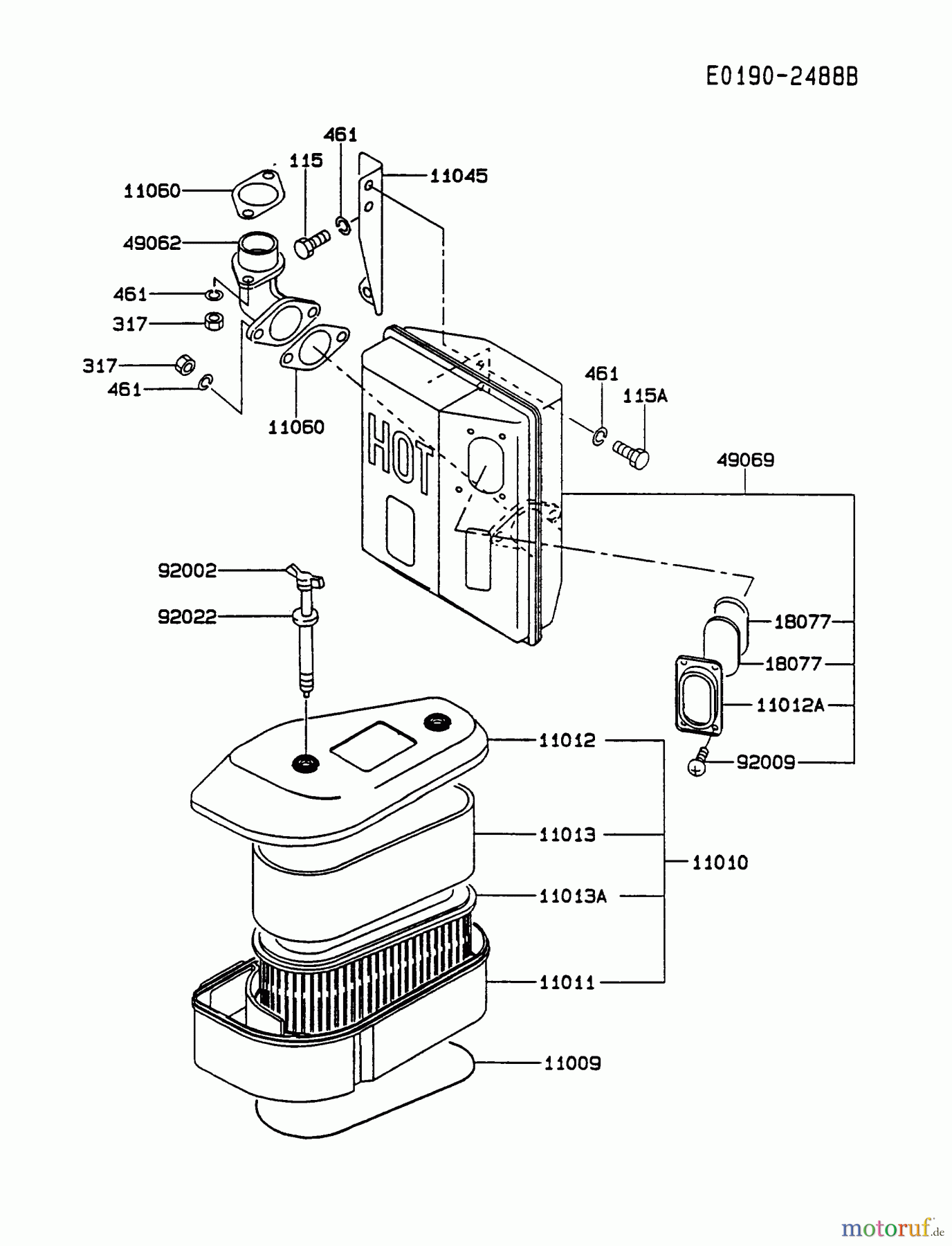  Kawasaki Motoren Motoren Vertikal FA210V - AS02 bis FH641V - DS24 FC540V-BS04 - Kawasaki FC540V 4-Stroke Engine AIR-FILTER/MUFFLER