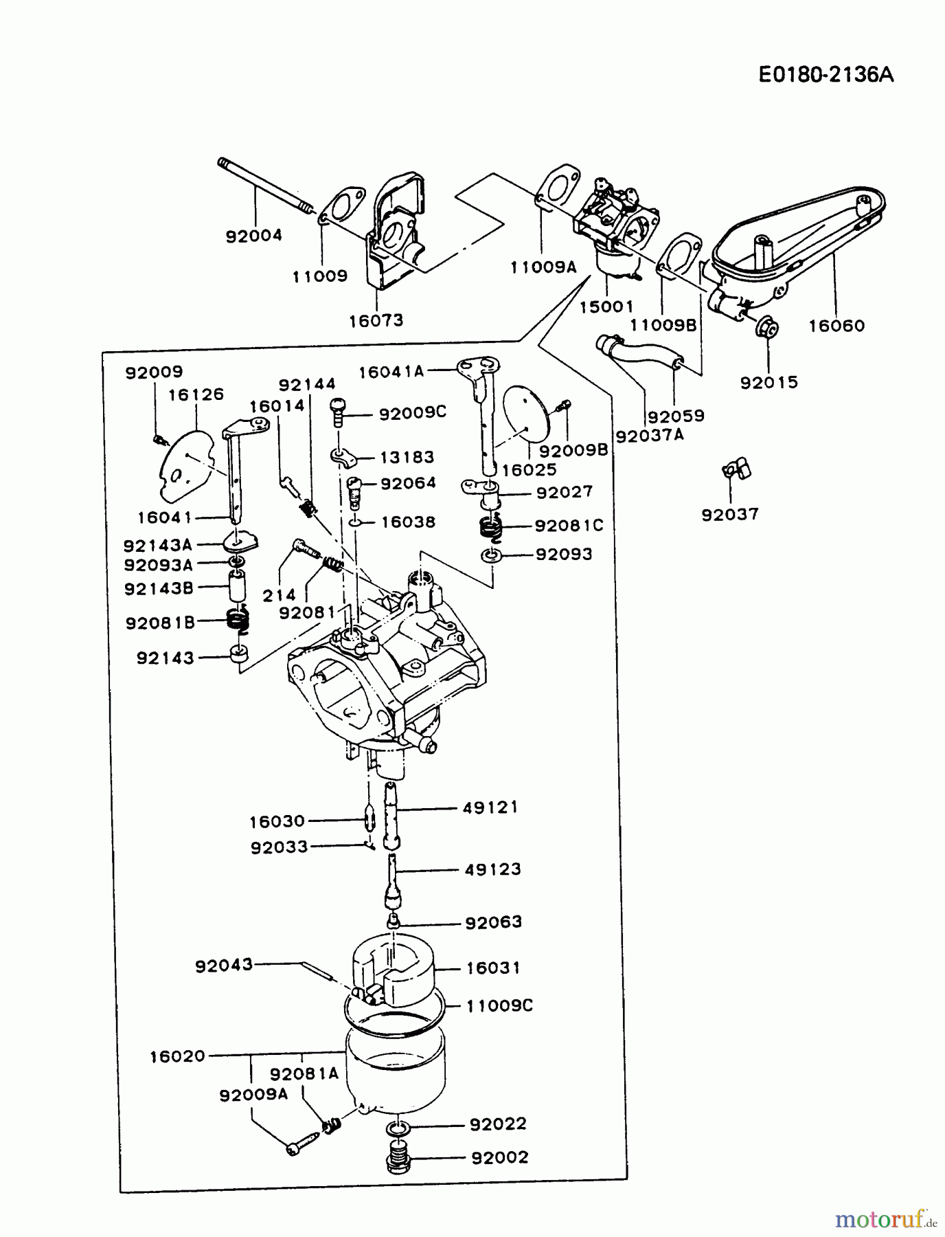  Kawasaki Motoren Motoren Vertikal FA210V - AS02 bis FH641V - DS24 FC540V-BS07 - Kawasaki FC540V 4-Stroke Engine CARBURETOR #1