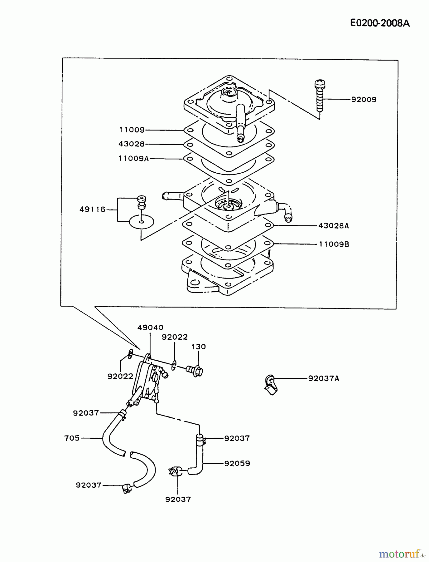  Kawasaki Motoren Motoren Vertikal FA210V - AS02 bis FH641V - DS24 FC540V-BS07 - Kawasaki FC540V 4-Stroke Engine FUEL-TANK/FUEL-VALVE