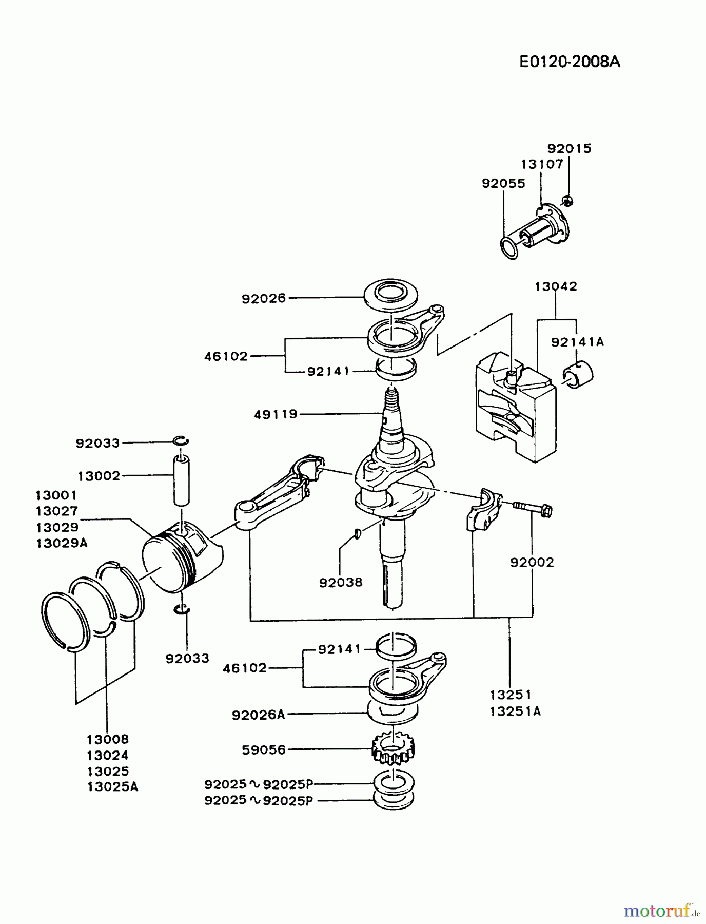  Kawasaki Motoren Motoren Vertikal FA210V - AS02 bis FH641V - DS24 FC540V-BS07 - Kawasaki FC540V 4-Stroke Engine PISTON/CRANKSHAFT