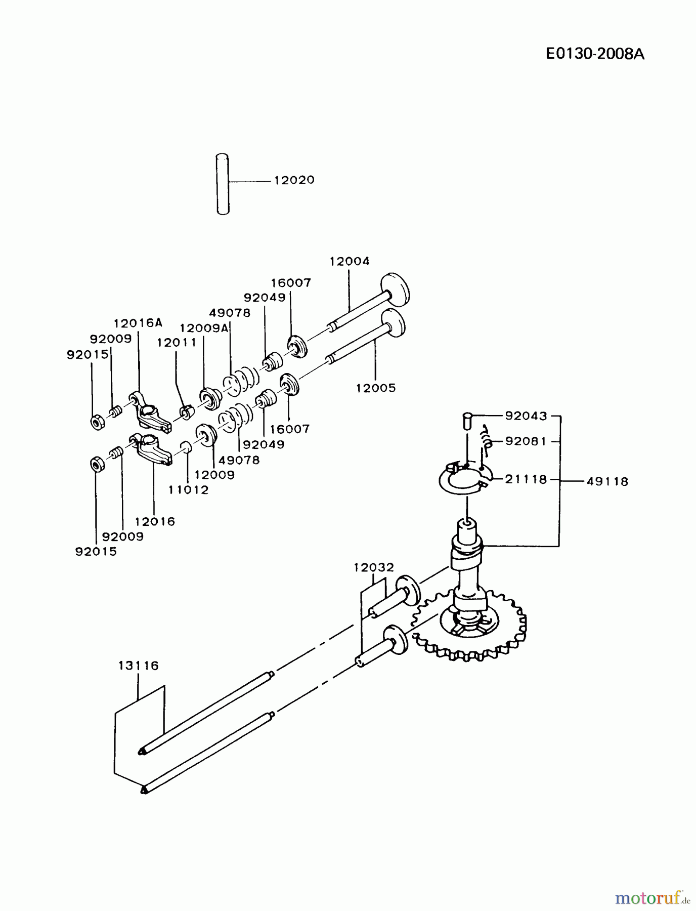  Kawasaki Motoren Motoren Vertikal FA210V - AS02 bis FH641V - DS24 FC420V-AS04 - Kawasaki FC420V 4-Stroke Engine VALVE/CAMSHAFT