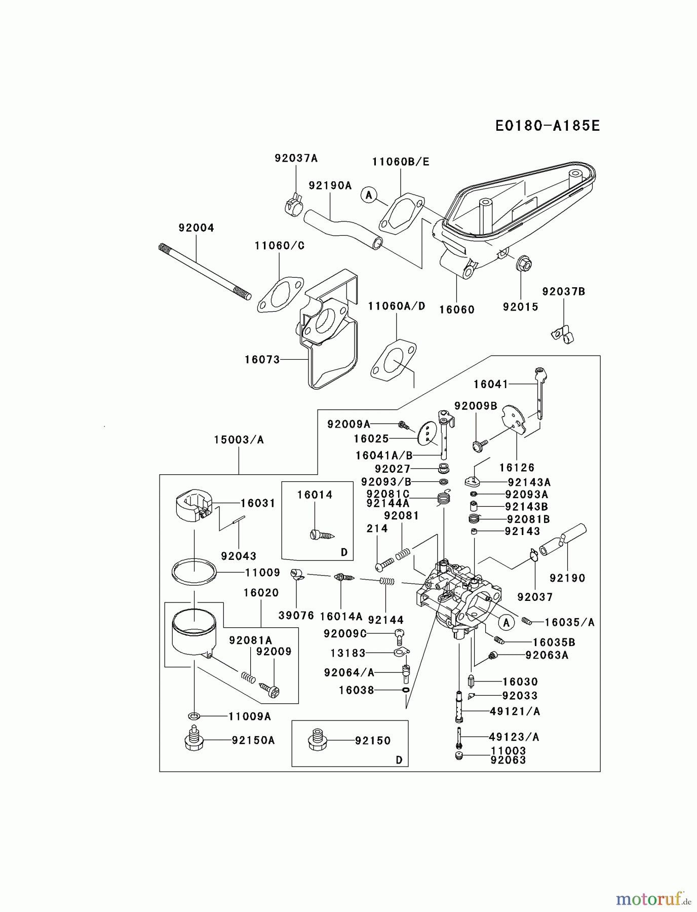  Kawasaki Motoren Motoren Vertikal FA210V - AS02 bis FH641V - DS24 FC540V-FS13 - Kawasaki FC540V 4-Stroke Engine CARBURETOR #1