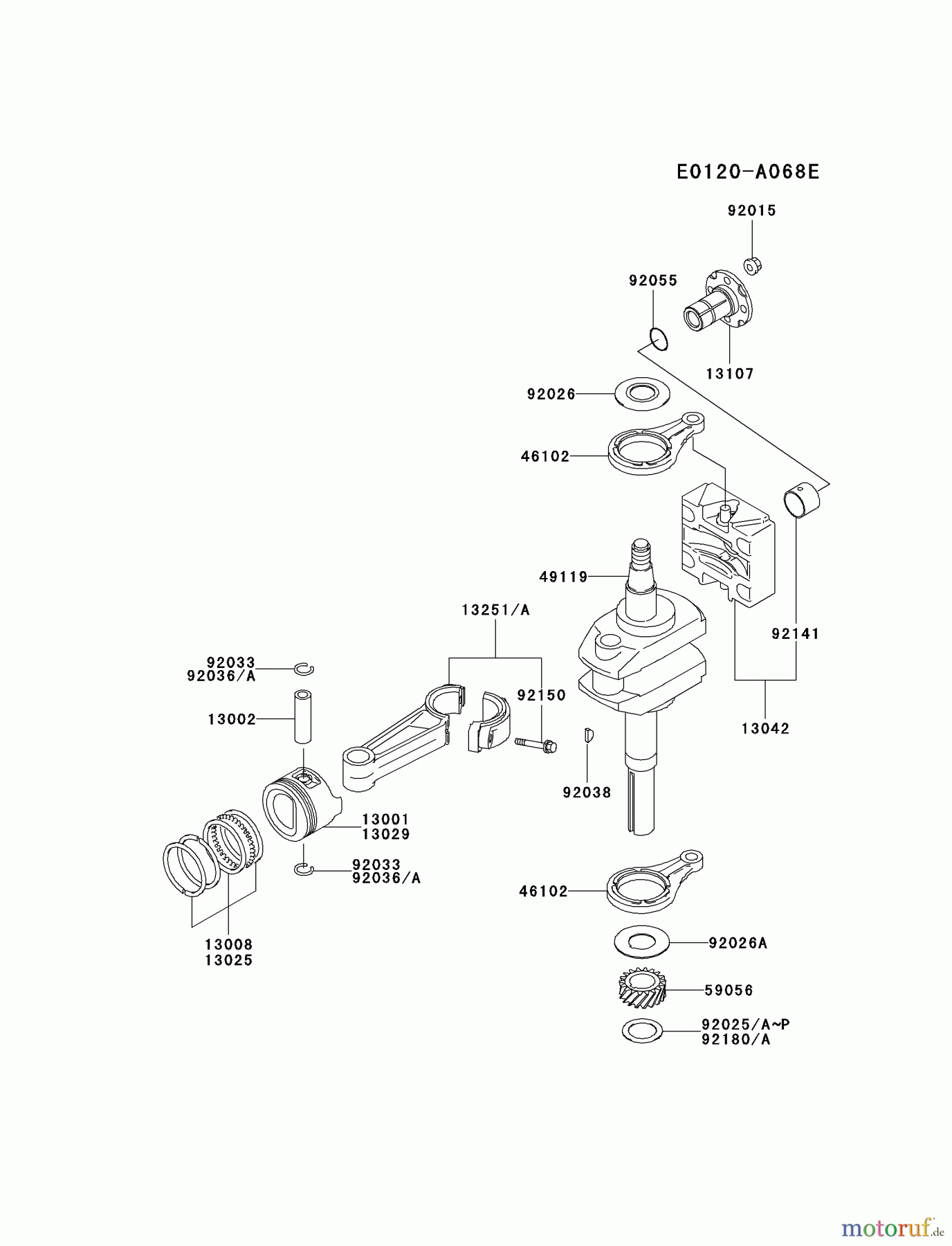  Kawasaki Motoren Motoren Vertikal FA210V - AS02 bis FH641V - DS24 FC540V-ES13 - Kawasaki FC540V 4-Stroke Engine PISTON/CRANKSHAFT