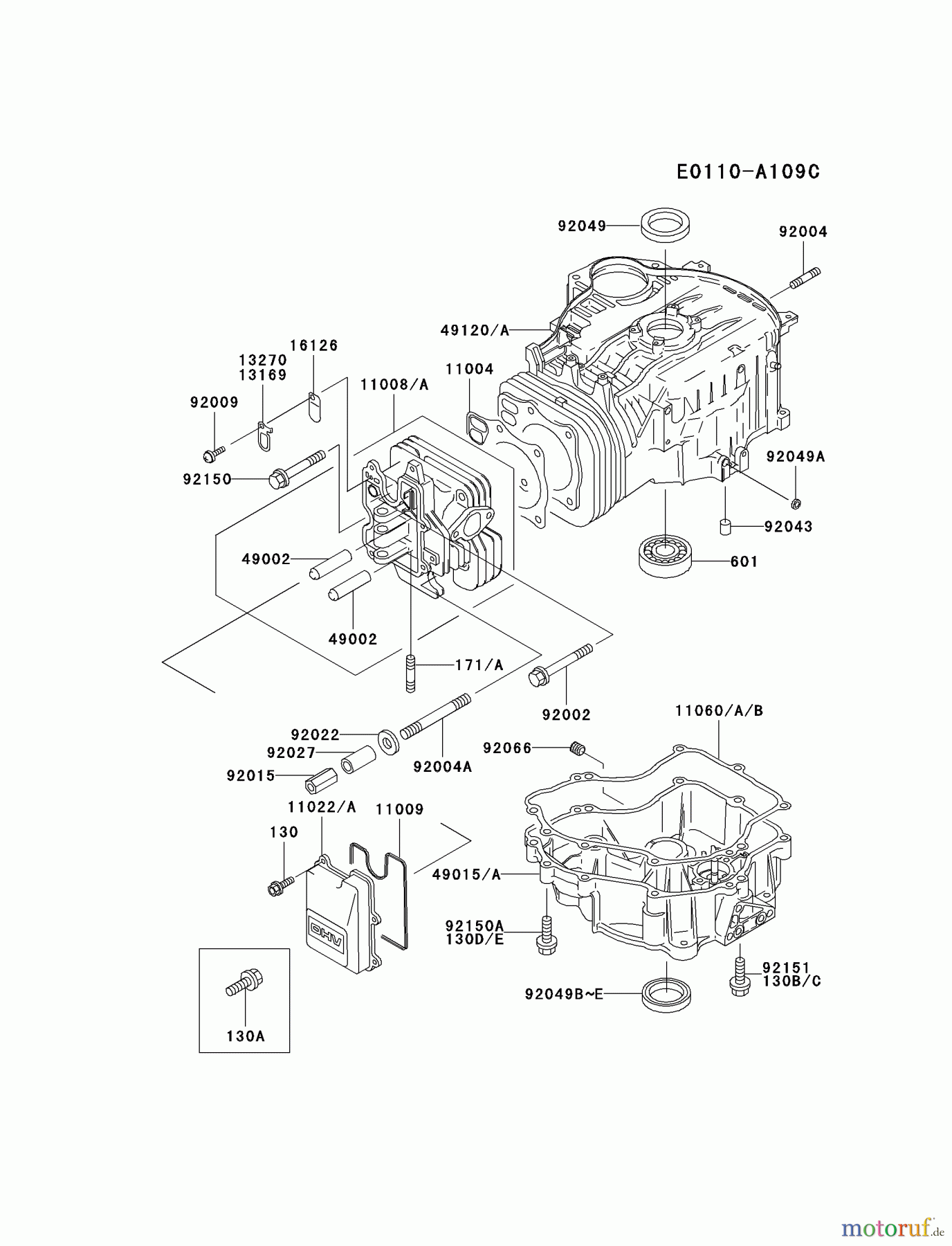  Kawasaki Motoren Motoren Vertikal FA210V - AS02 bis FH641V - DS24 FC540V-AS16 - Kawasaki FC540V 4-Stroke Engine CYLINDER/CRANKCASE #1