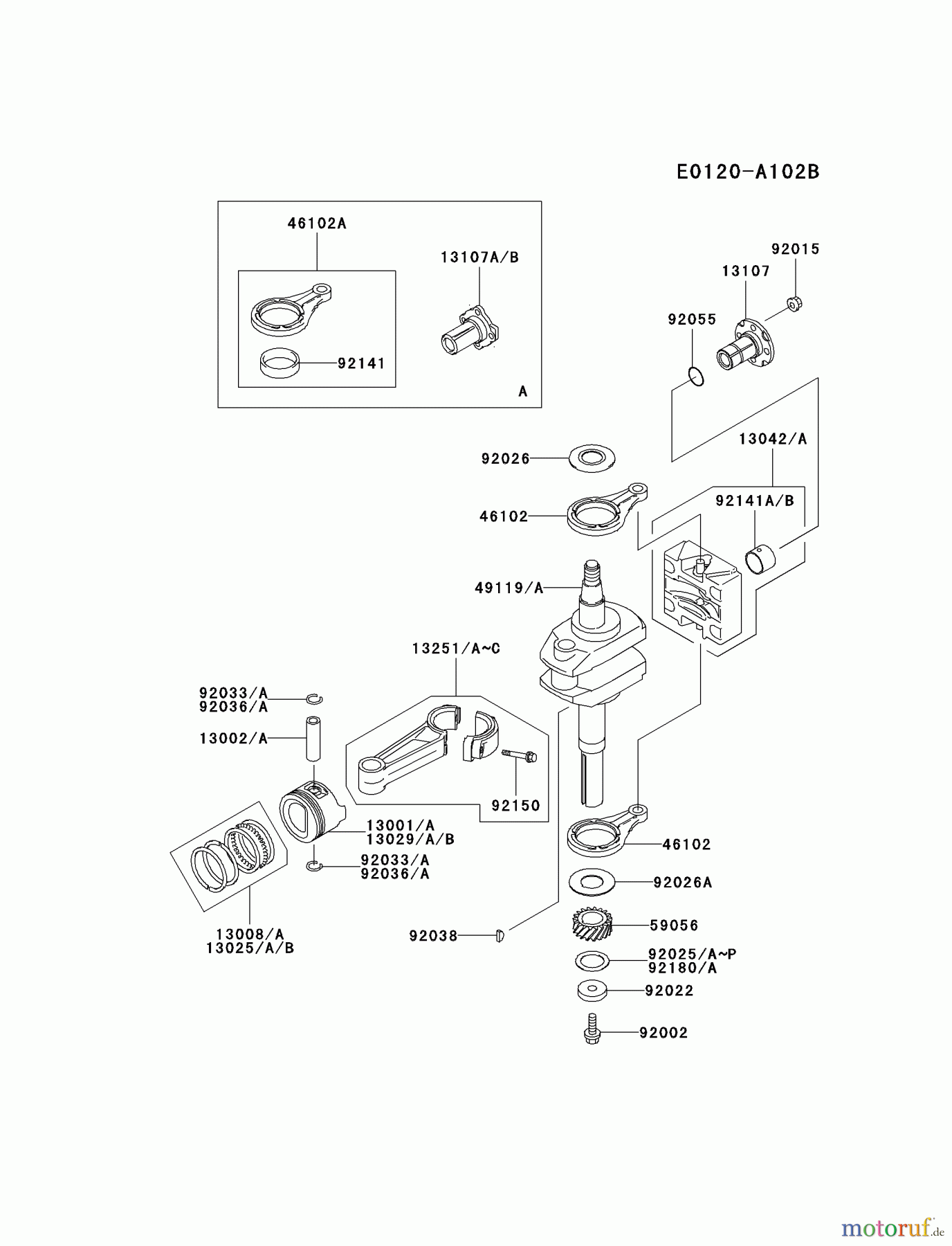  Kawasaki Motoren Motoren Vertikal FA210V - AS02 bis FH641V - DS24 FC540V-ES16 - Kawasaki FC540V 4-Stroke Engine PISTON/CRANKSHAFT #2