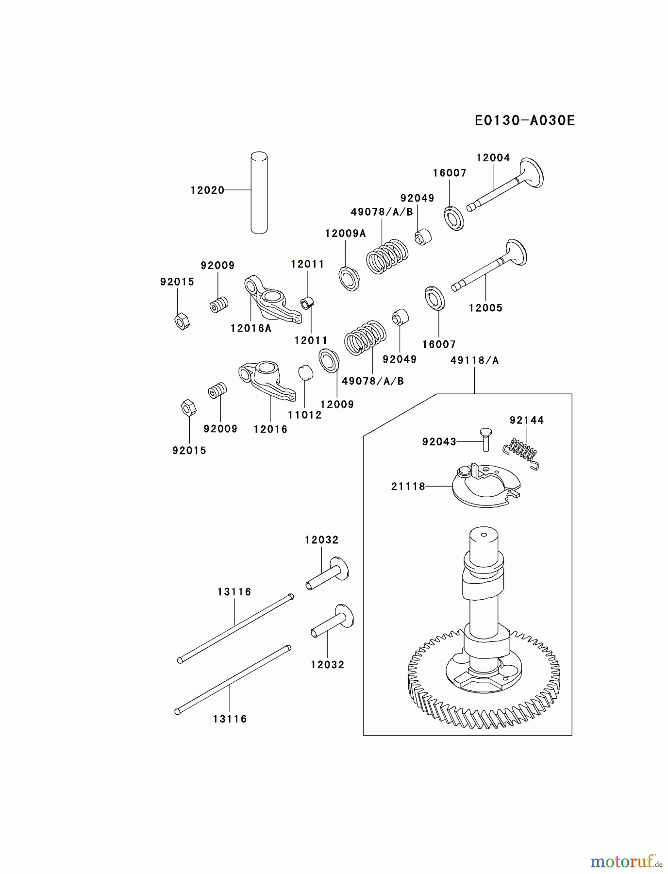  Kawasaki Motoren Motoren Vertikal FA210V - AS02 bis FH641V - DS24 FC540V-DS16 - Kawasaki FC540V 4-Stroke Engine VALVE/CAMSHAFT