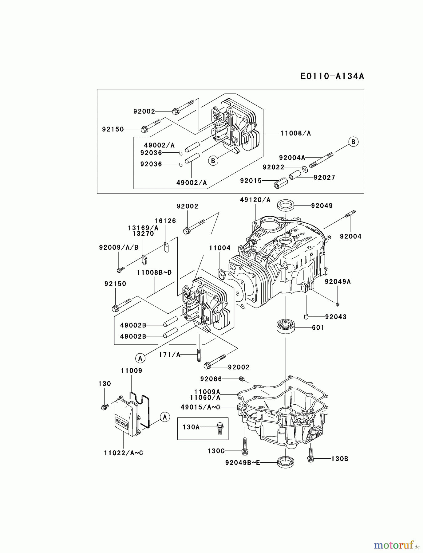  Kawasaki Motoren Motoren Vertikal FA210V - AS02 bis FH641V - DS24 FC540V-GS03 - Kawasaki FC540V 4-Stroke Engine CYLINDER/CRANKCASE #1