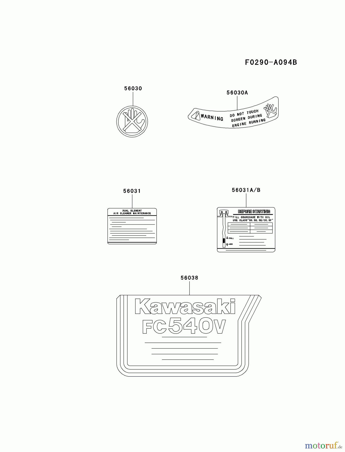  Kawasaki Motoren Motoren Vertikal FA210V - AS02 bis FH641V - DS24 FC540V-ES13 - Kawasaki FC540V 4-Stroke Engine LABEL