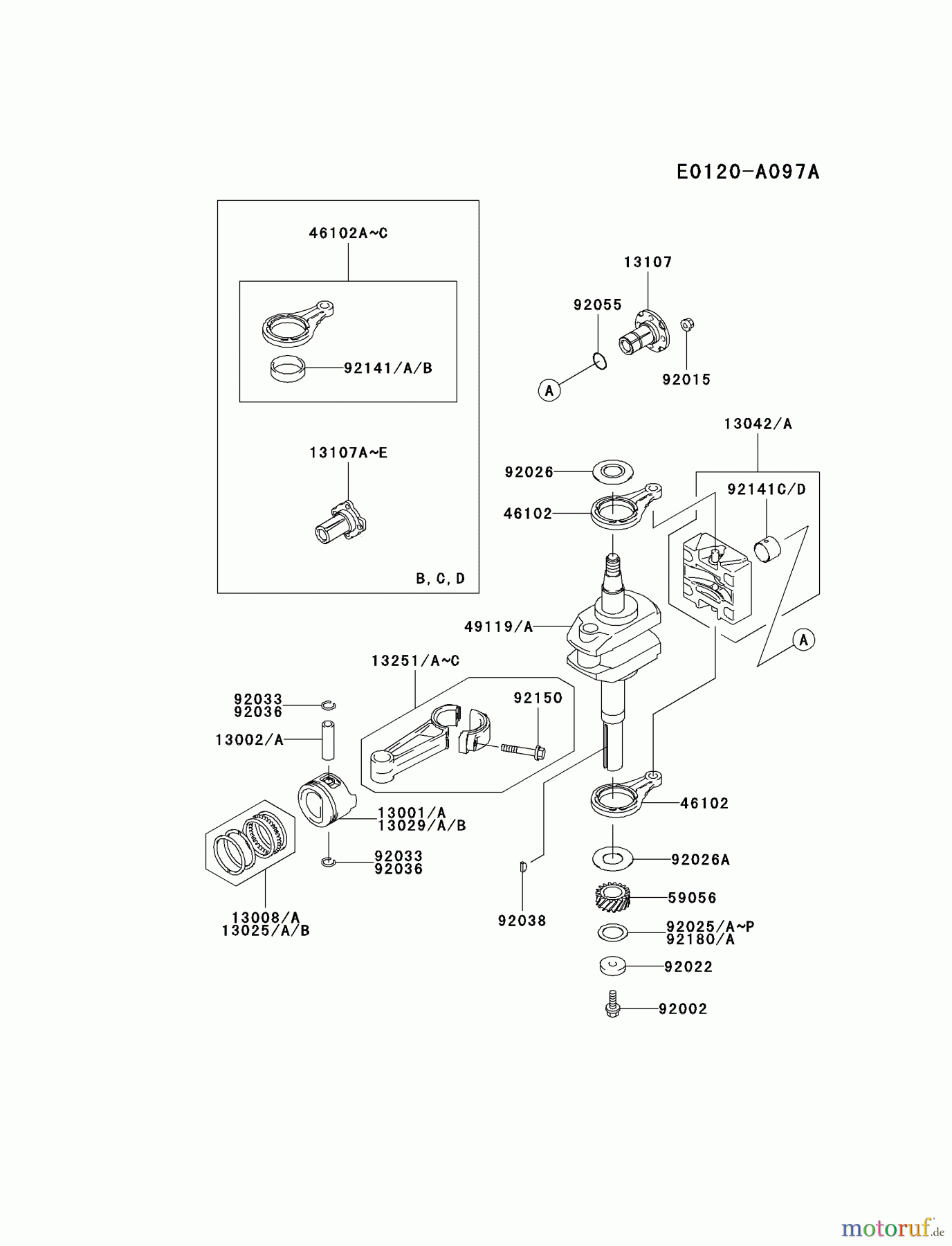  Kawasaki Motoren Motoren Vertikal FA210V - AS02 bis FH641V - DS24 FC540V-CS03 - Kawasaki FC540V 4-Stroke Engine PISTON/CRANKSHAFT #2