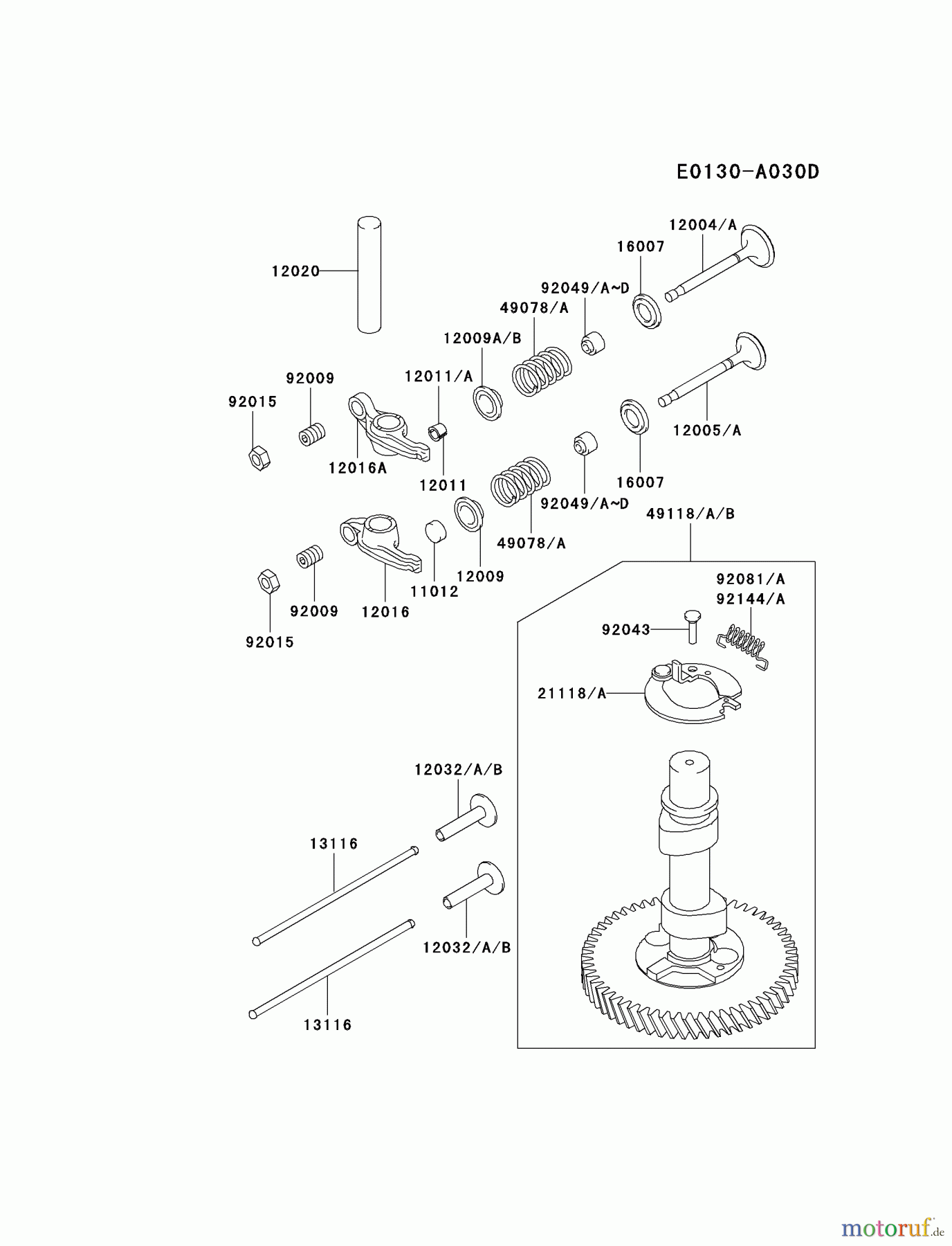  Kawasaki Motoren Motoren Vertikal FA210V - AS02 bis FH641V - DS24 FC540V-HS03 - Kawasaki FC540V 4-Stroke Engine VALVE/CAMSHAFT