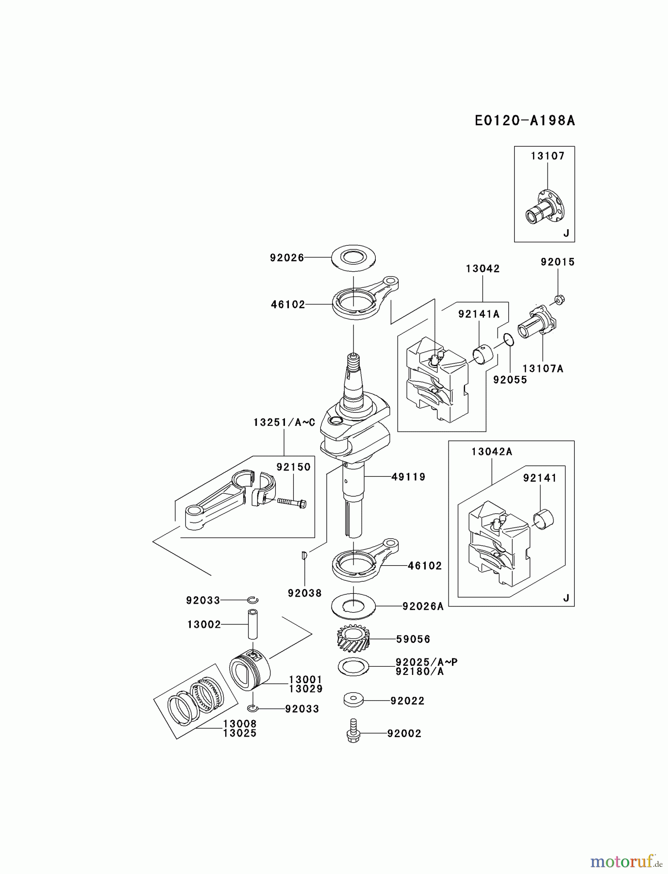  Kawasaki Motoren Motoren Vertikal FA210V - AS02 bis FH641V - DS24 FC540V-JS03 - Kawasaki FC540V 4-Stroke Engine PISTON/CRANKSHAFT #2