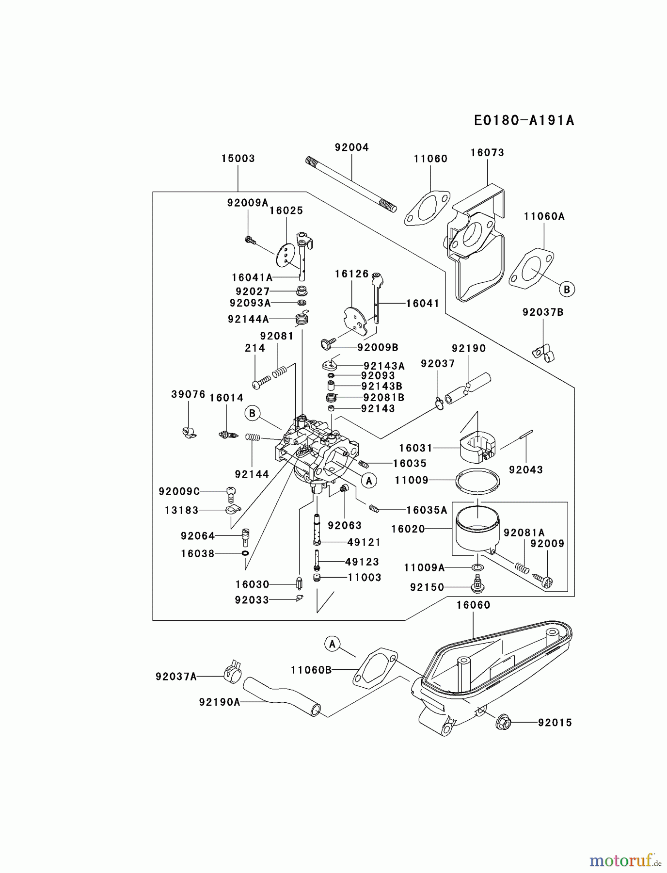  Kawasaki Motoren Motoren Vertikal FA210V - AS02 bis FH641V - DS24 FC540V-KS03 - Kawasaki FC540V 4-Stroke Engine CARBURETOR #2