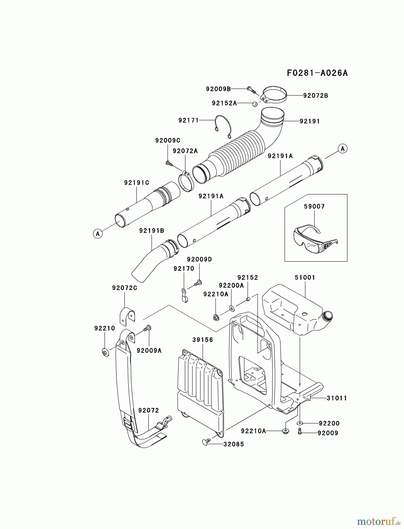  Kawasaki Geräte Bläser / Sauger / Häcksler / Zerkleinerer HG400A-AS02 (KRB400B) - Kawasaki Backpack Blower FRAME/COUPLING