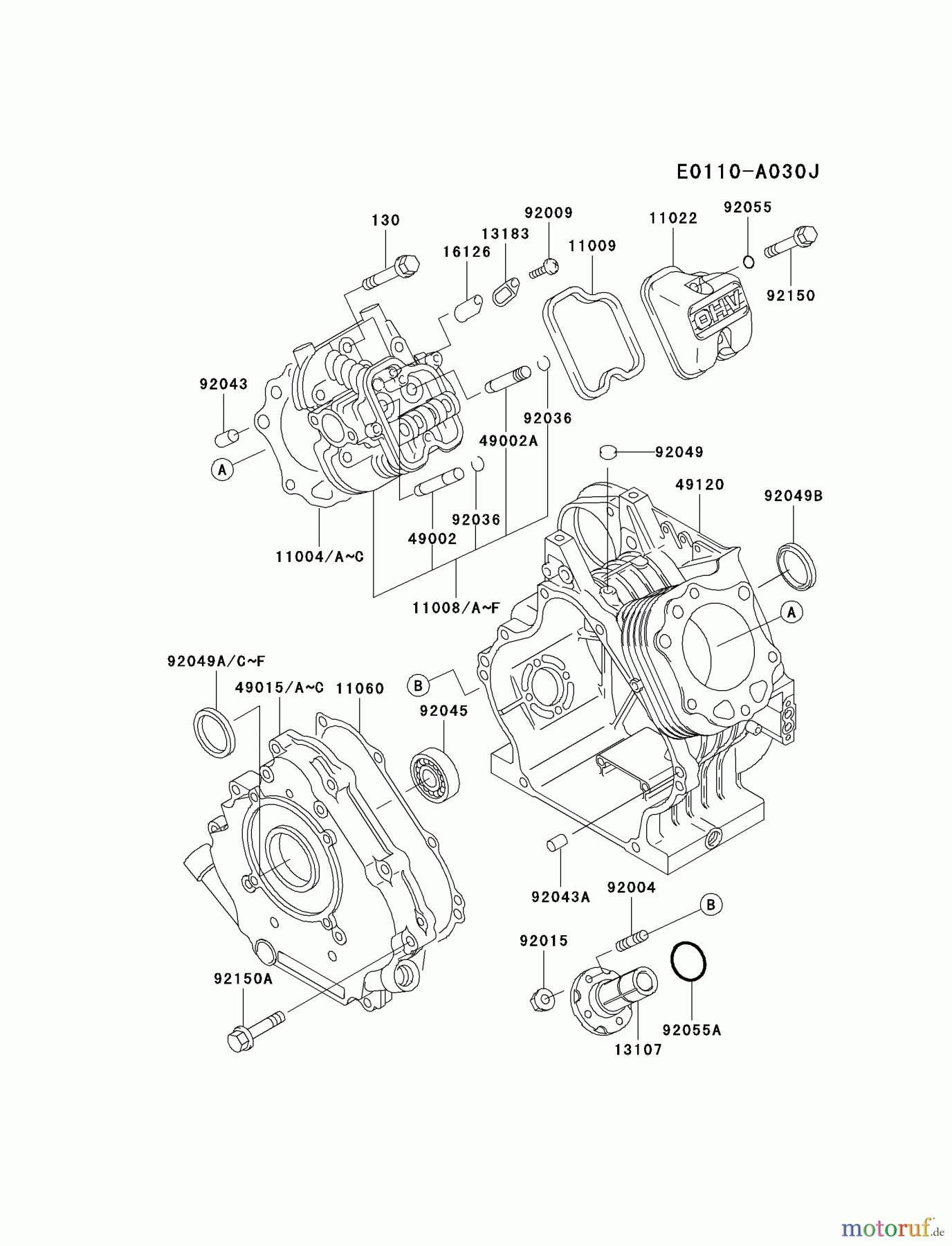  Kawasaki Geräte Stromerzeuger GEF00A-DS00 (GE5000AS) - Kawasaki Generator CYLINDER/CRANKCASE #1